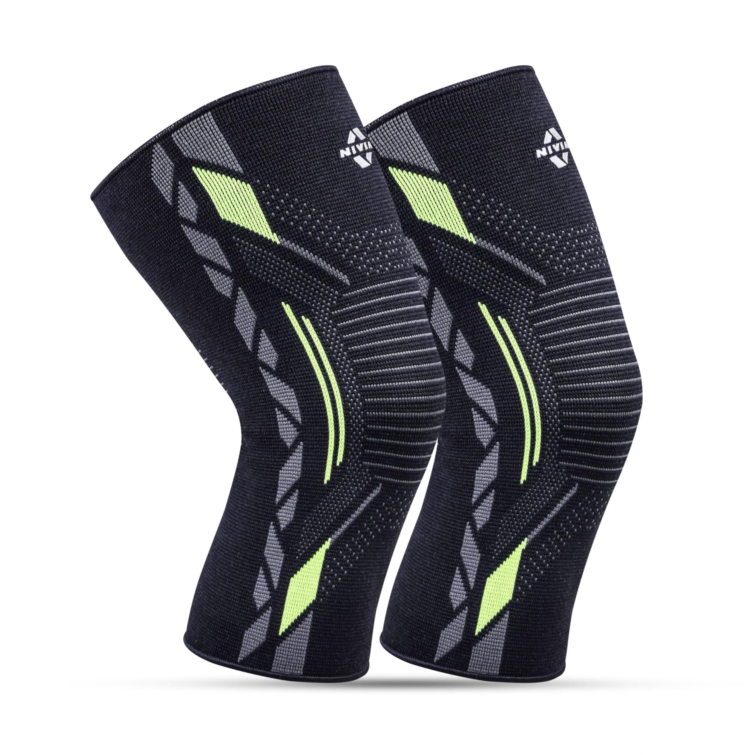 Nivia Knitted Knee Support for Men, for Gym, Knee Sleeves, Knee Band Pair for Sports & Workout, Knee Cap, Comfortable Elastic Sleeve, for Exercise, Running, Cycling, Joint Protection (Green,M)