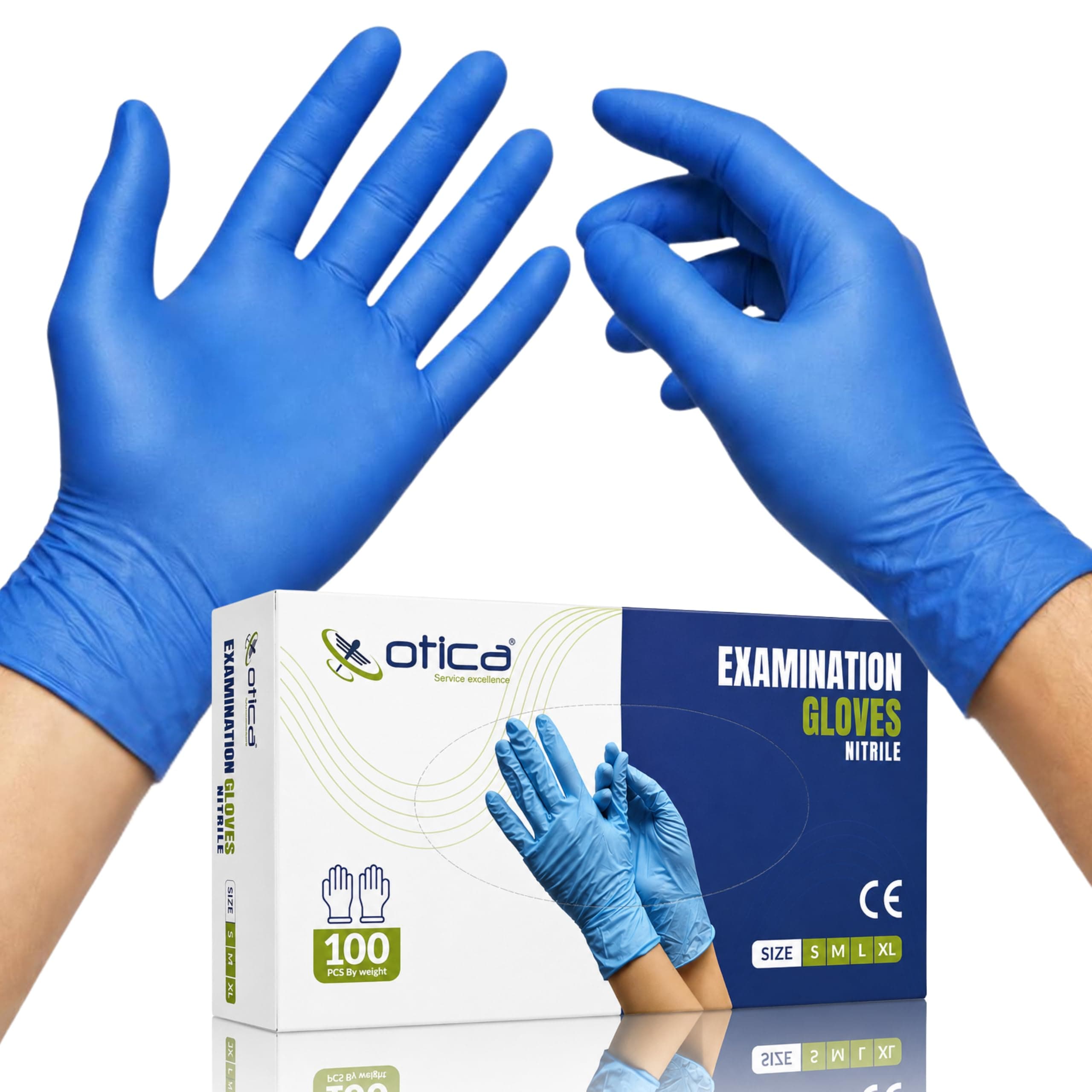 OTICA Nitrile Exam Hand Gloves|100 pcs|Tear Resistance|Stick Resistant|Powder Free|Gloves for Food|Gloves for Dental|Gloves for Hospital|Blue|MedicalExamination Gloves Pack of 100(Medium)