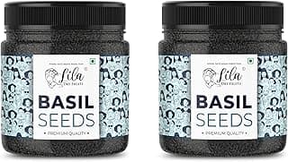 LILA DRY FRUITS Premium Basil Seeds 1 Kg Jar Pack (500 x 2) | Raw Organic & Natural Sabja Seed | Tukmaria Beej for Diet, Rich in Proteins and Minerals | Sabza Bij Perfect for Giftings
