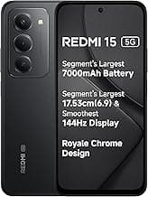 Redmi 15 5G Midnight Black 6GB + 128GB | Segment's Largest 7000mAhA Battery | Segment's Largest Display 17.53cm(6.9) Up to 144Hz | Snapdragon 6s Gen 3 | 18W Reverse Charging | 50MP AI Dual Camera
