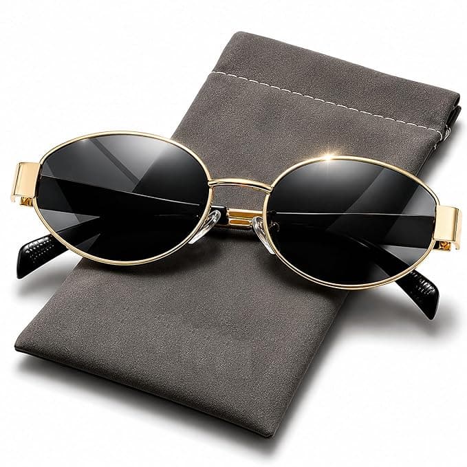 FAVELA Retro Oval Sunglasses for Women & Men | Trendy Metal Sun Glasses Classic Shades | UV400 Protection Retro Oval Sunglasses Vintage Style.