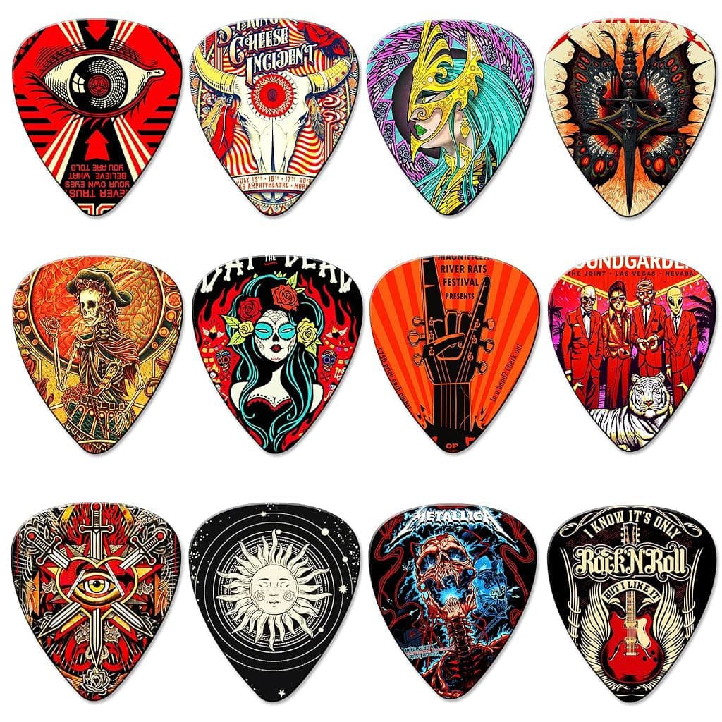 ZIBUYU® 12Pcs Guitar Picks PVC Guitar Picks with Thin 0.46mm/0.71mm/1mm