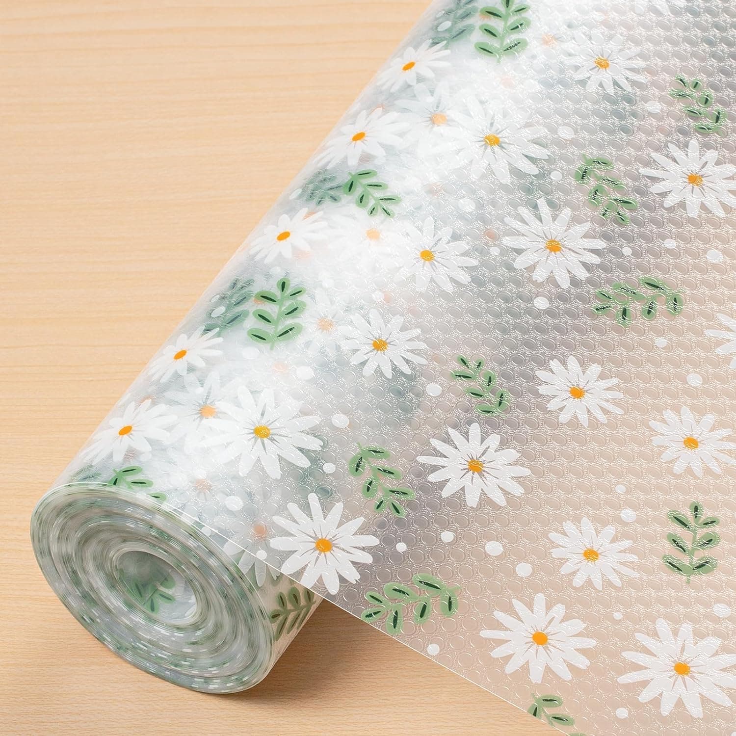 ESPERO Fridge Mats, Kitchen Mat EVA Food Grade Multipurpose Washable Anti Slip Mat/Sheet for Fridge, Shelf Liners for Kitchen Shelves, Table, Kitchen Drawer mat - 300 x 45 cm (Green MINI Flower)