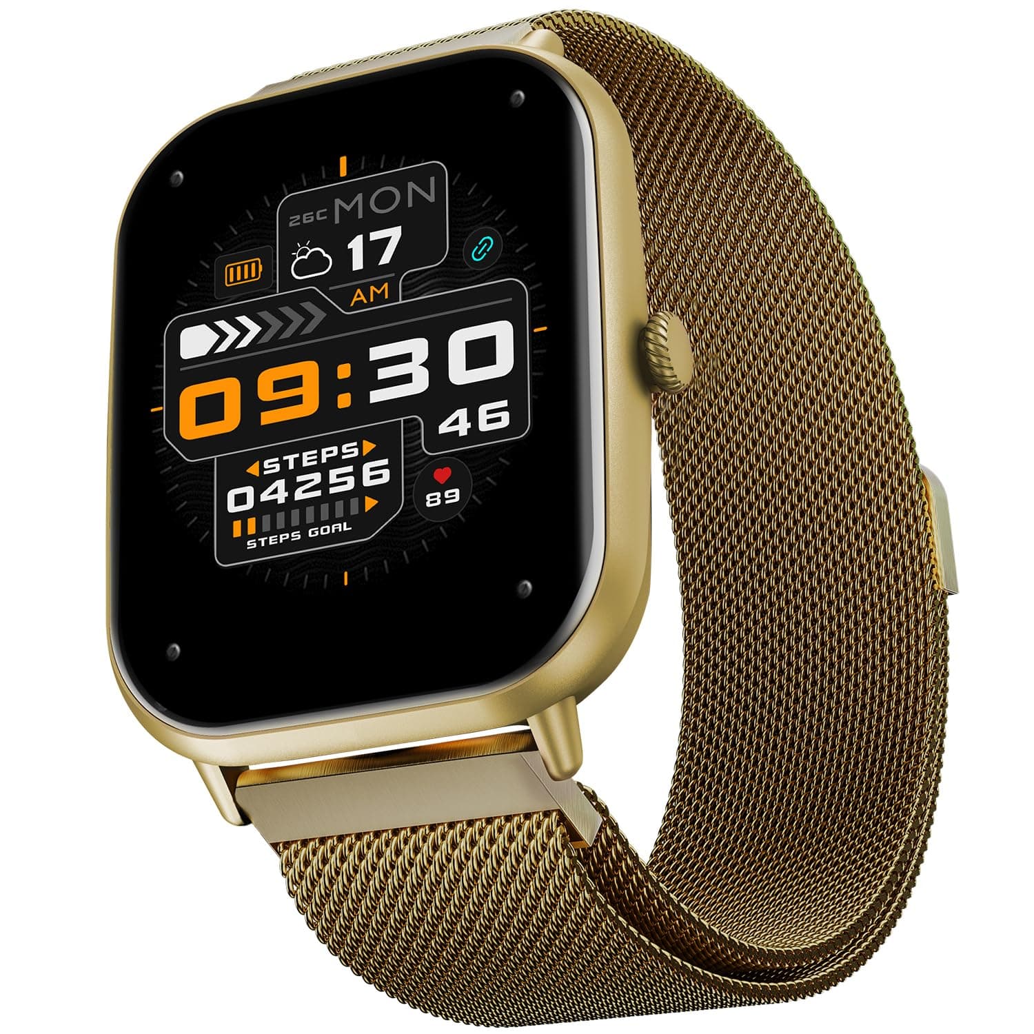 Fire-Boltt Ninja Call Pro Max Ultra Bluetooth Calling Smart Watch, 2.01" HD Display, 120+ Sports Modes, Health Suite, AI Voice Assistance, SpO2 Smartwatch for Men & Women - Gold Link