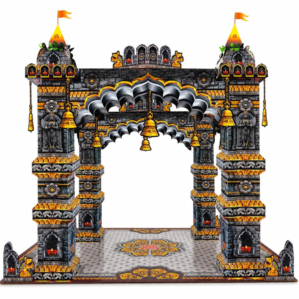 DIGI ARTS STORE Big Ganesh Mandap Makhar Kit for Ganesh Chaturthi Decoration | DIY Paper Temple Makhar | Reusable Festival Decoration | Video Guide Included | Ganpati Mandap for Home, Society & Pandal