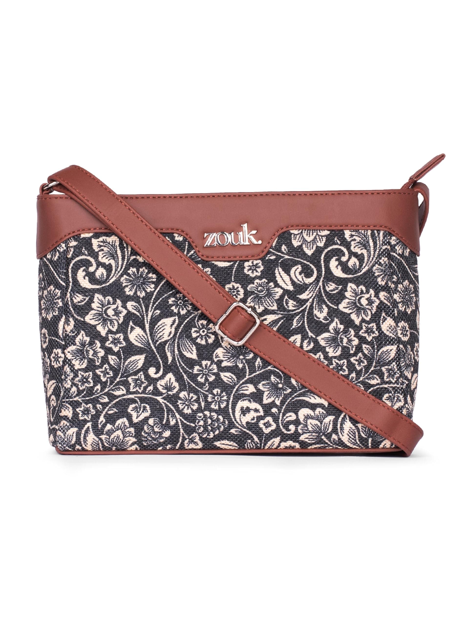 ZOUK Harmony Sling Bag | Crossbody Bags for Women | Women's Handbags | Stylish | Vegan Leather Evening Bag | Travel & Office Use | Purse and Wallet | FloMotif Print