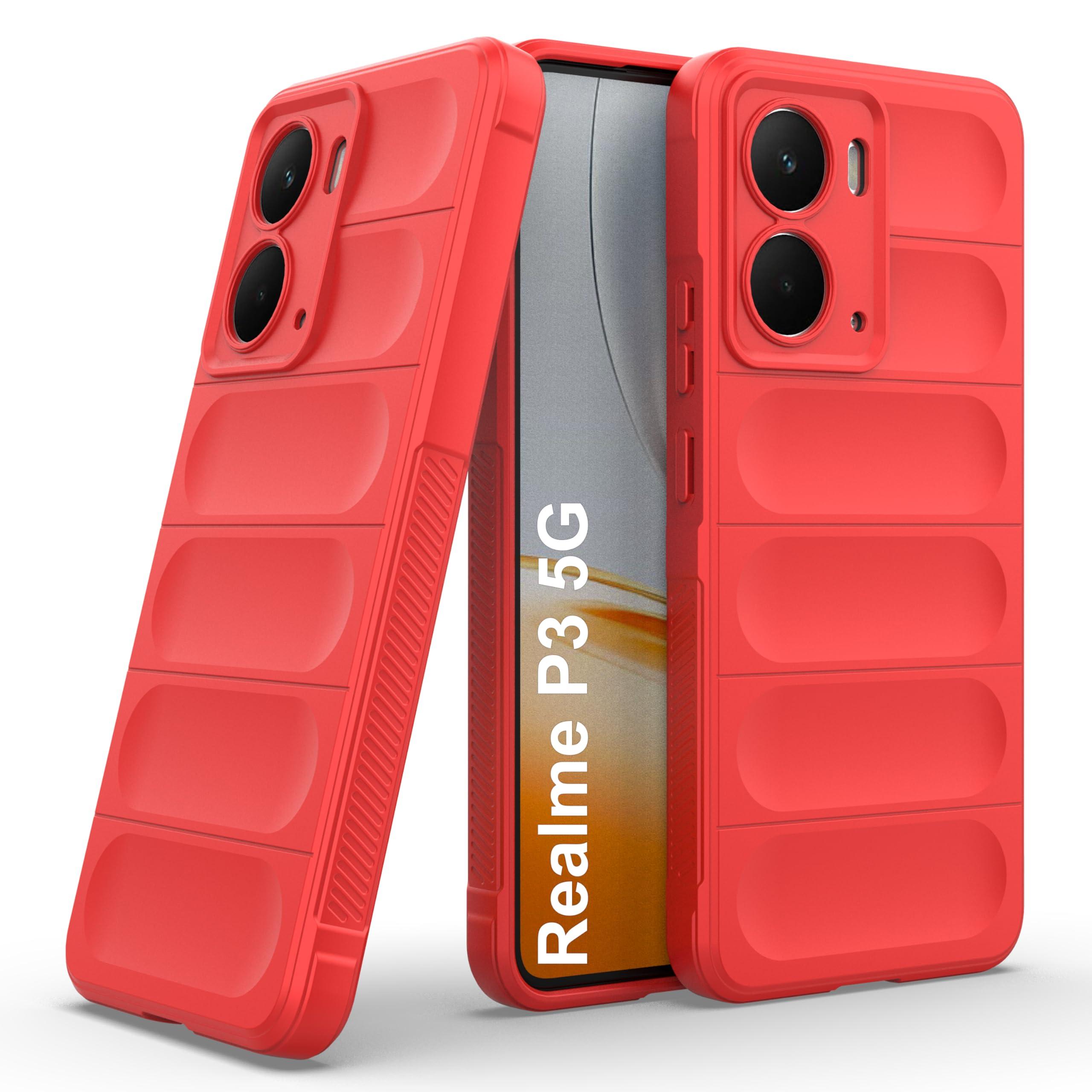 Zapcase Back Case Cover for Realme P3 5G | Compatible for Realme P3 5G Back Cover | Liquid Silicon Magic Case with Camera Protection | Red