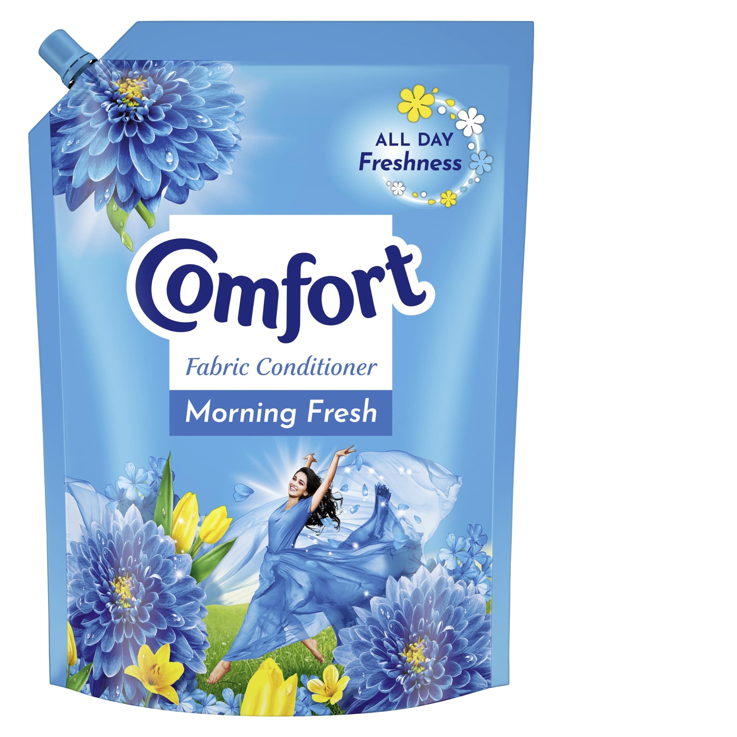 Comfort Morning Fresh Fabric Conditioner 2 L Refill Pack|| After Wash Liquid Fabric Softener - For Softness|| Shine & Long Lasting Freshness
