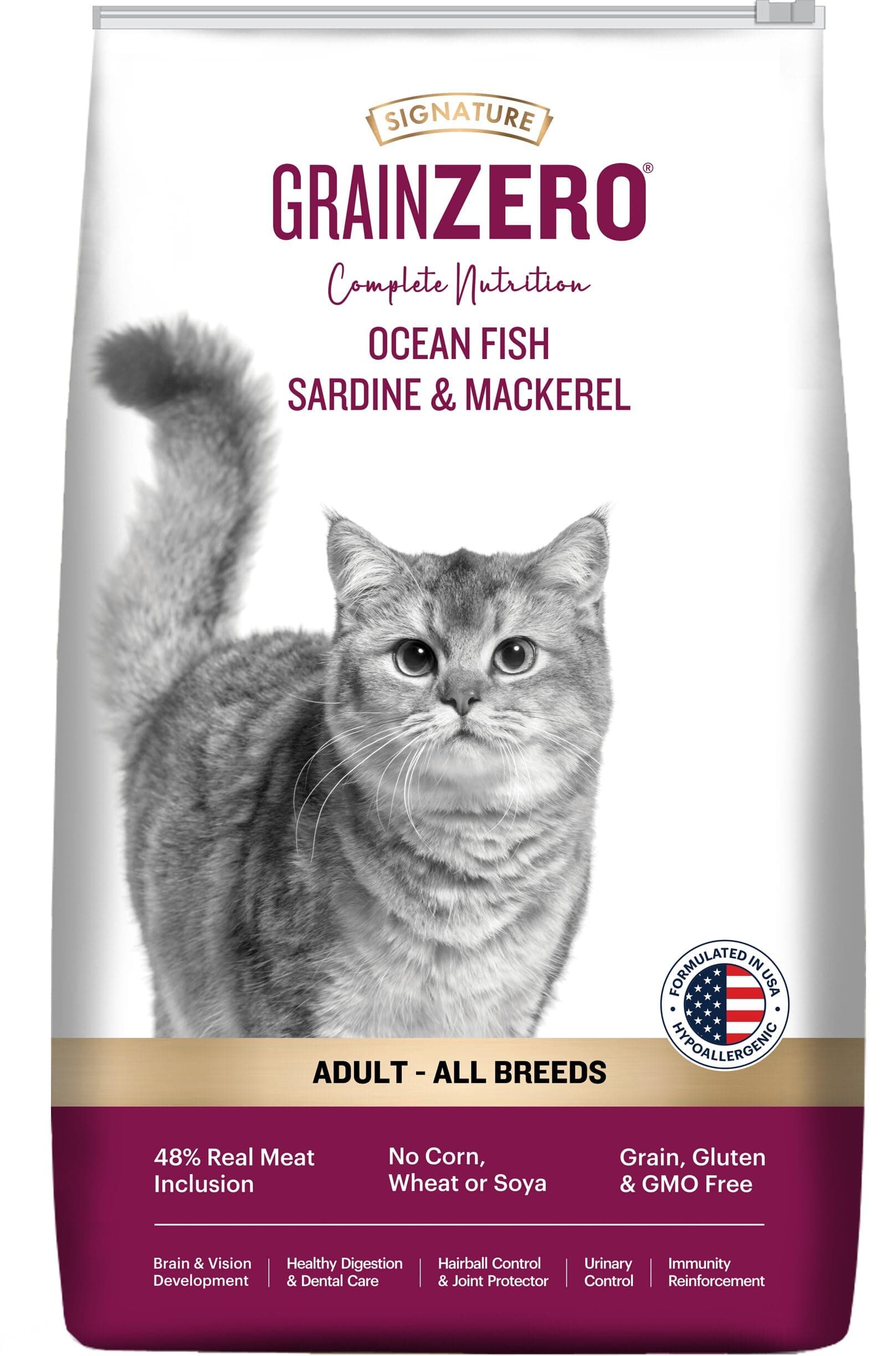 Grain Zero Adult Dry Cat Food 1.2kg | Ocean Fish, Sardine & Mackerel | 48% Fresh Fish Inclusion | Grain-Free & Gluten-Free | Promotes Healthy Skin & Coat | Suitable for All Breeds
