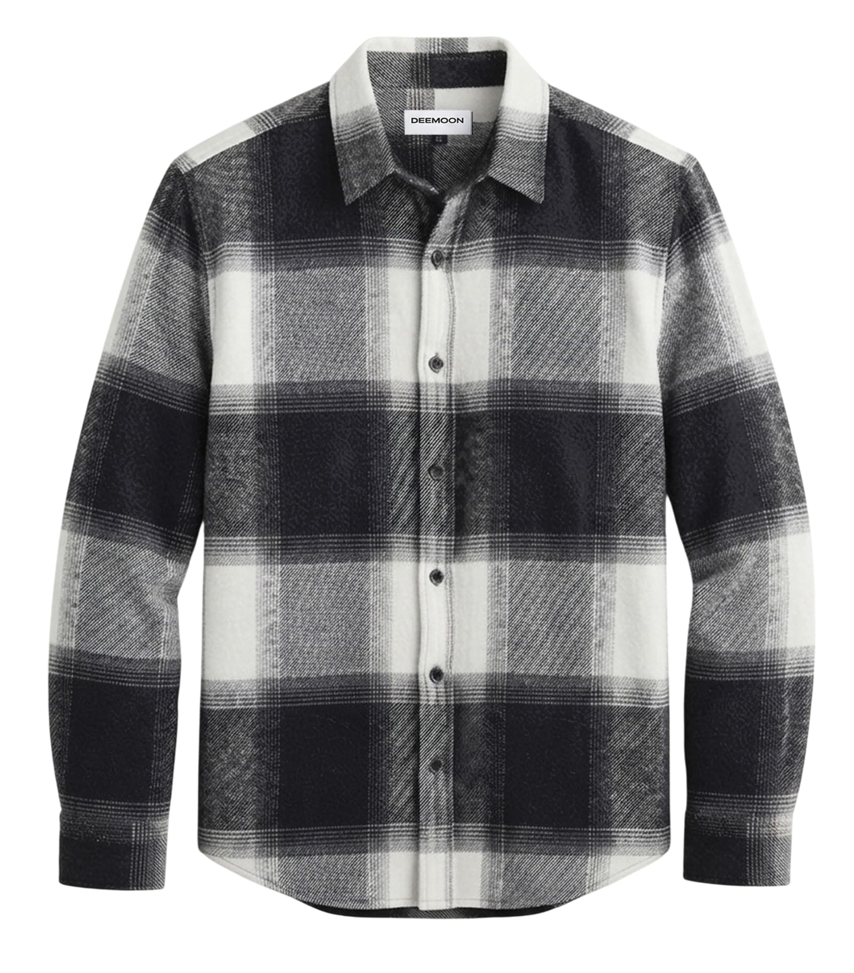 DEEMOON Men's Premium Cotton Flannel Checkered Shirt | Full Sleeve Plaid Casual Button-Down | Regular Fit | Winter & Autumn Wear | Size - 4XL | Color - Black