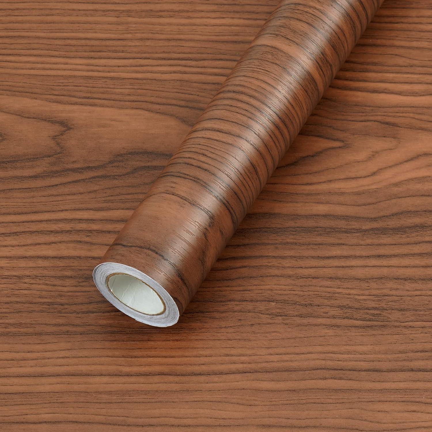 VKR Waterproof Self Adhesive Vinyl Wallpaper | Removable Peel & Stick Furniture Sticker for Kitchen Slabs, Cabinets, Drawers, Tables & Shelves (Brown Wooden, Pack of 1)