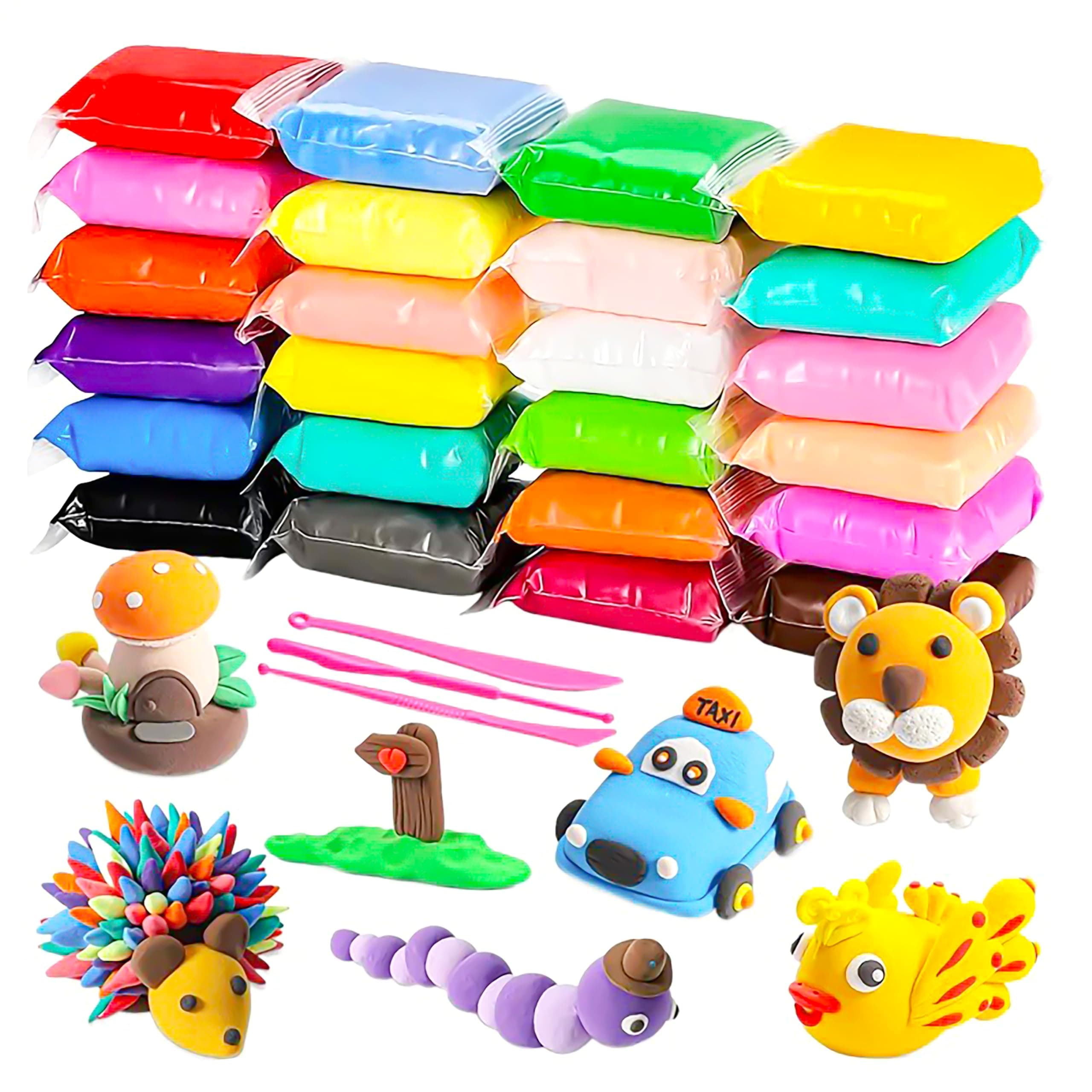 VGRASSP 24 Pcs Air Dry Clay for Kids with 6 Sculpting Tools - Creative Art & Crafts Play Dough Birthday Return Gift for Boys and Girls (12 Colors X 2)