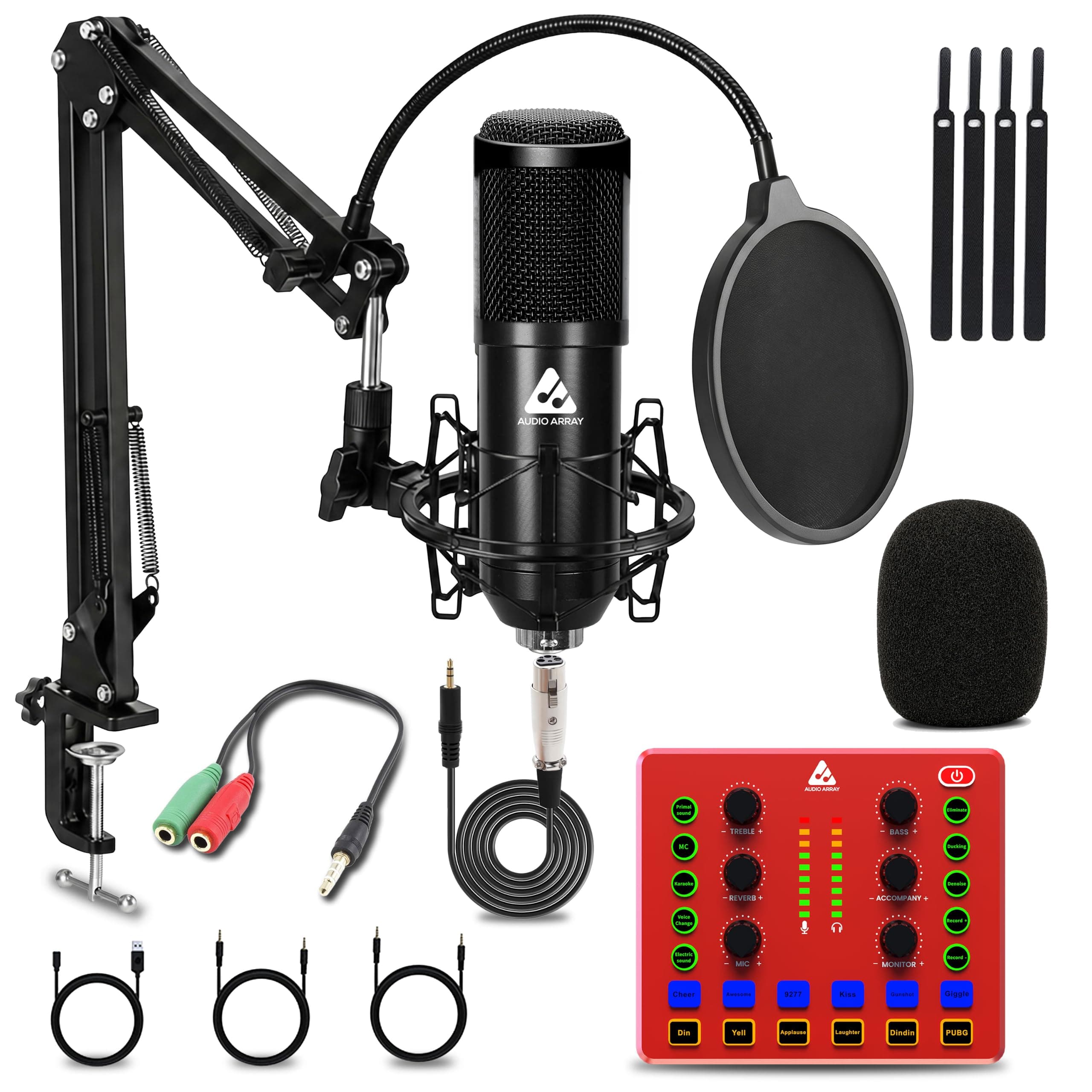 Audio Array All in 1 Pro Bundle | Condenser Mic with USB Bluetooth Soundcard Mixer | Complete Setup for Streaming, Podcasting, Gaming, Singing & Home Studio Recording| GB-02