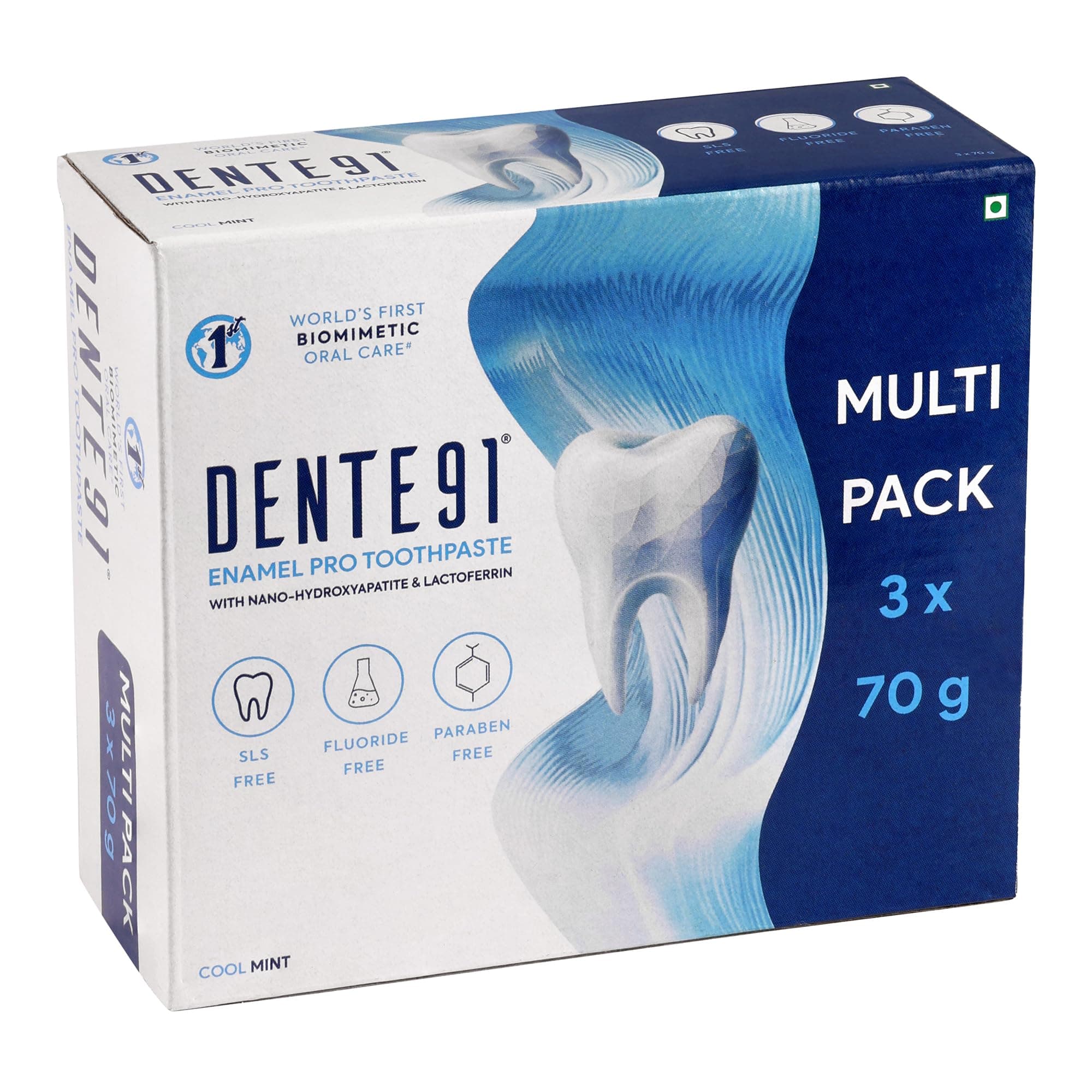 Dente91 Enamel Pro Toothpaste | Sensitivity Relief | Repairs Cavities | Fights Gum Disease | Reduces Bad Breath | Strengthens Enamel | Pack of 3, 3 X 70g