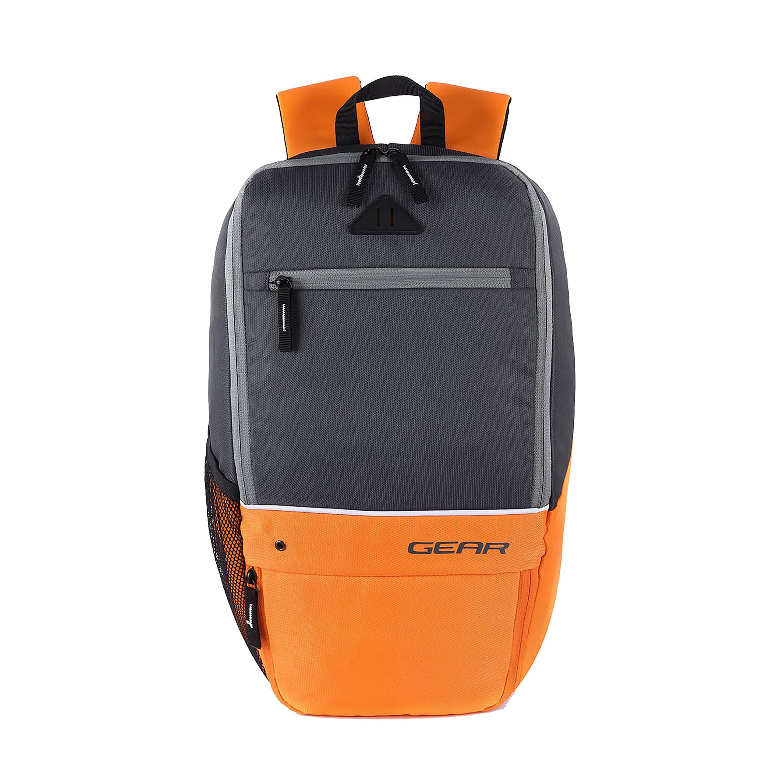 Gear Superior XL 16"/17L Small Water Resistant Backpack | Casual Backpack | College Bag |Travel Bag For Men/Women (Grey - Orange)