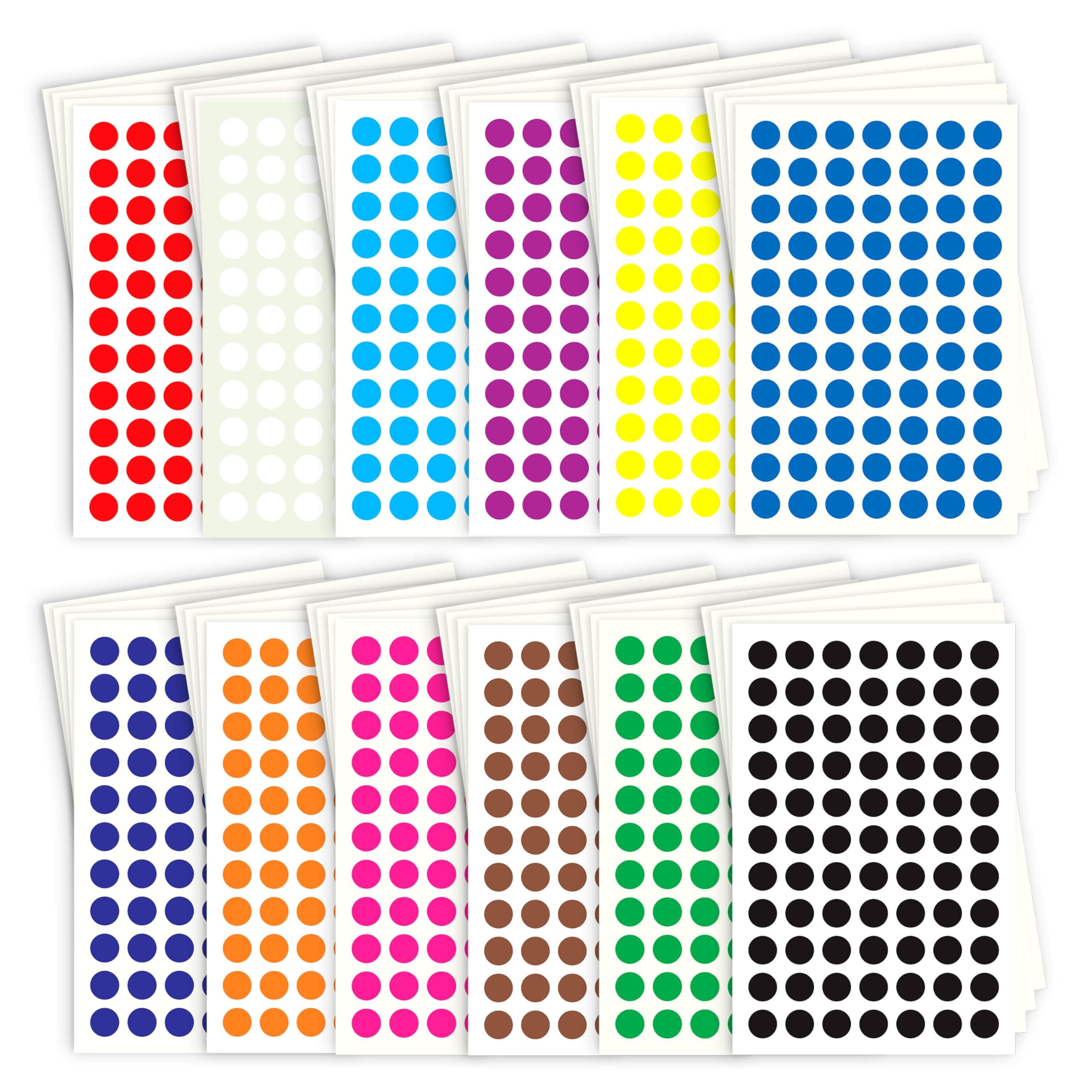 Clickedin Round Color Circle Dot Sticker Labels (0.5 Inch) 12 Different Colors in Total 2750 Pieces Circle Dot Labels Coding Sticker Adhesive Colored Sticker Solid Color Round Sticker