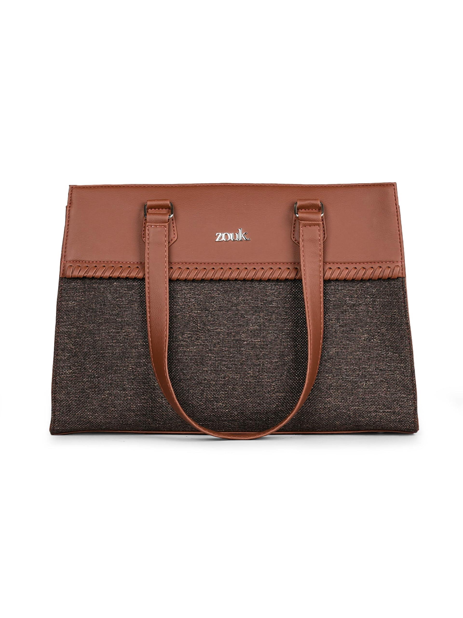 ZOUK Statement Business Bag | Stylish Handbag for Women Office Use | Tote Bags for Woman | Fits 14 Inch Laptop | Water-Resistant | Big Size | Aesthetic Purse | Bristel