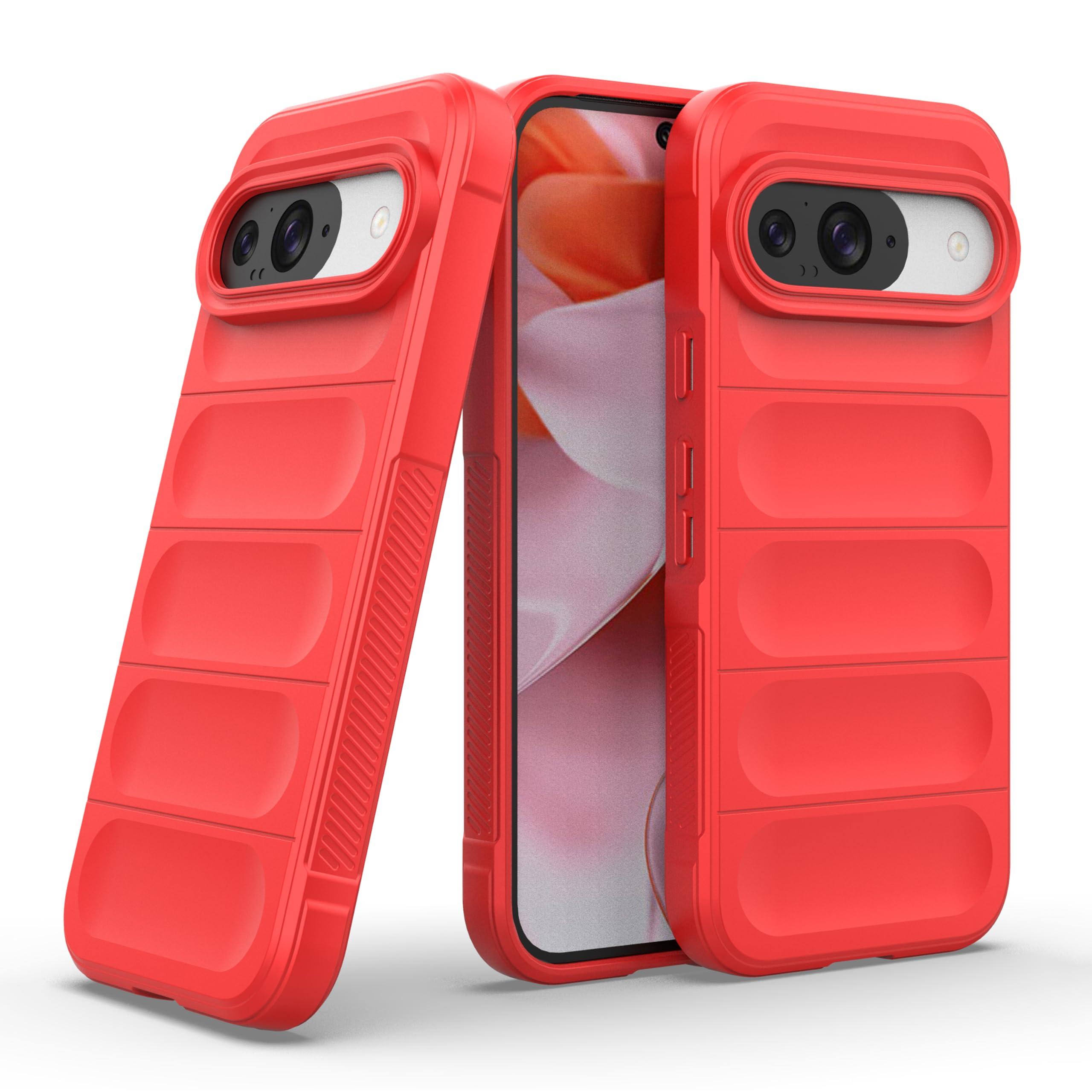 Zapcase Back Case Cover for Google Pixel 9 | Compatible for Google Pixel 9 Back Cover | Liquid Silicon Magic Case with Camera Protection | Red