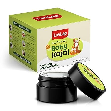 LuvLap 100% Natural Baby Kajal 5g, with Pure Cow Ghee, Cocoa Butter, Coconut Oil, Sweet Amond & Castor Oil, Soothes & Nourishes Eyes of New Born & Kids, Irritation-free, Dermatologically Tested