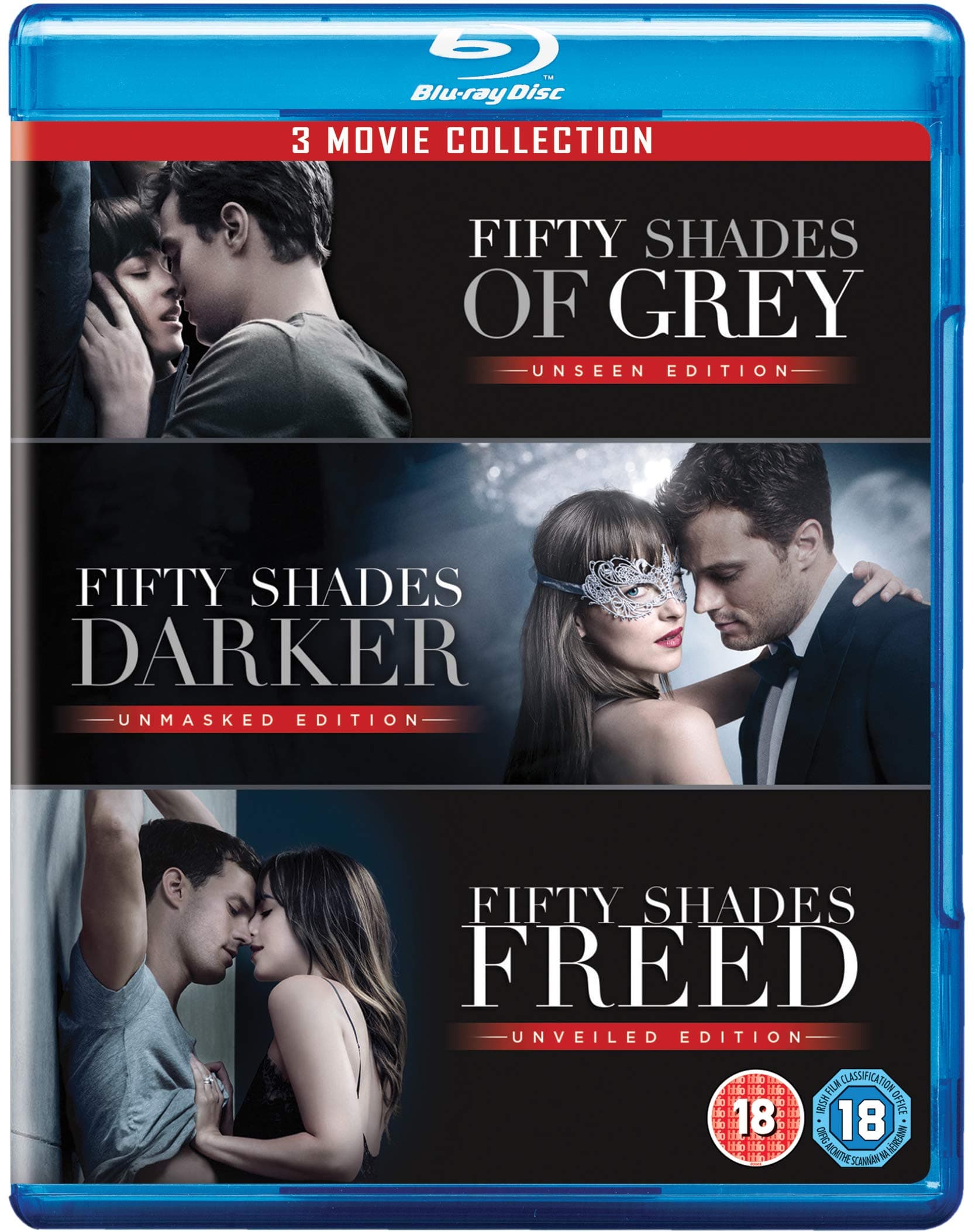 Fifty Shades Trilogy - Includes Theatrical & Extended Versions of Fifty Shades of Grey (2015) + Fifty Shades Darker (2017) + Fifty Shades Freed (2018) (3-Disc) (Uncut | Region Free Blu-ray | UK Import)