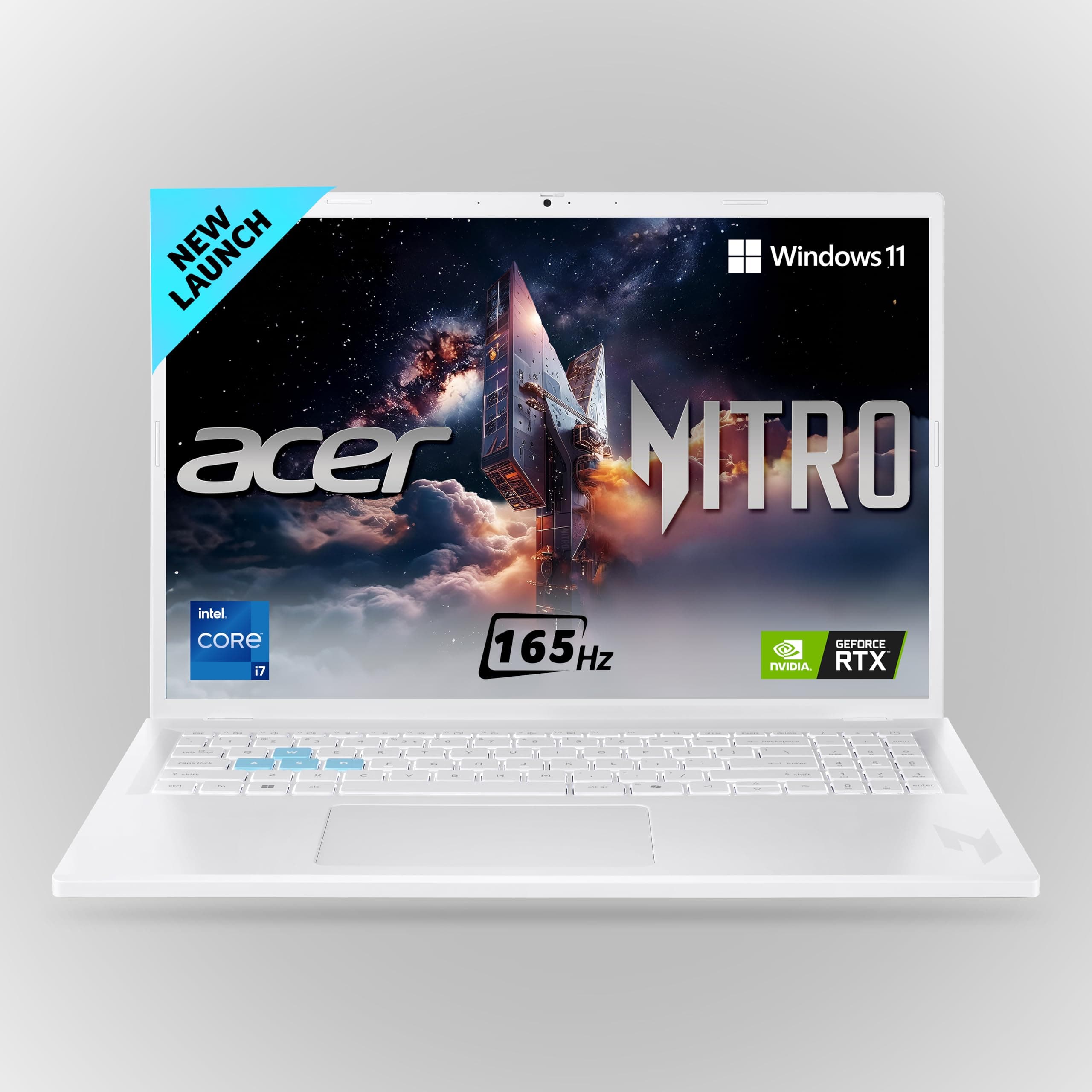 acer Nitro Lite 16,Intel Core i7 13620H Processor,NVIDIA GeForce RTX 4050-6 GB GDDR6, 16GB/ 512 GB, 16.0"/40.64 cm, 165 Hz, Win 11 Home, White, 1.95 kg, NL16-71G, Backlit KB,Gaming Laptop