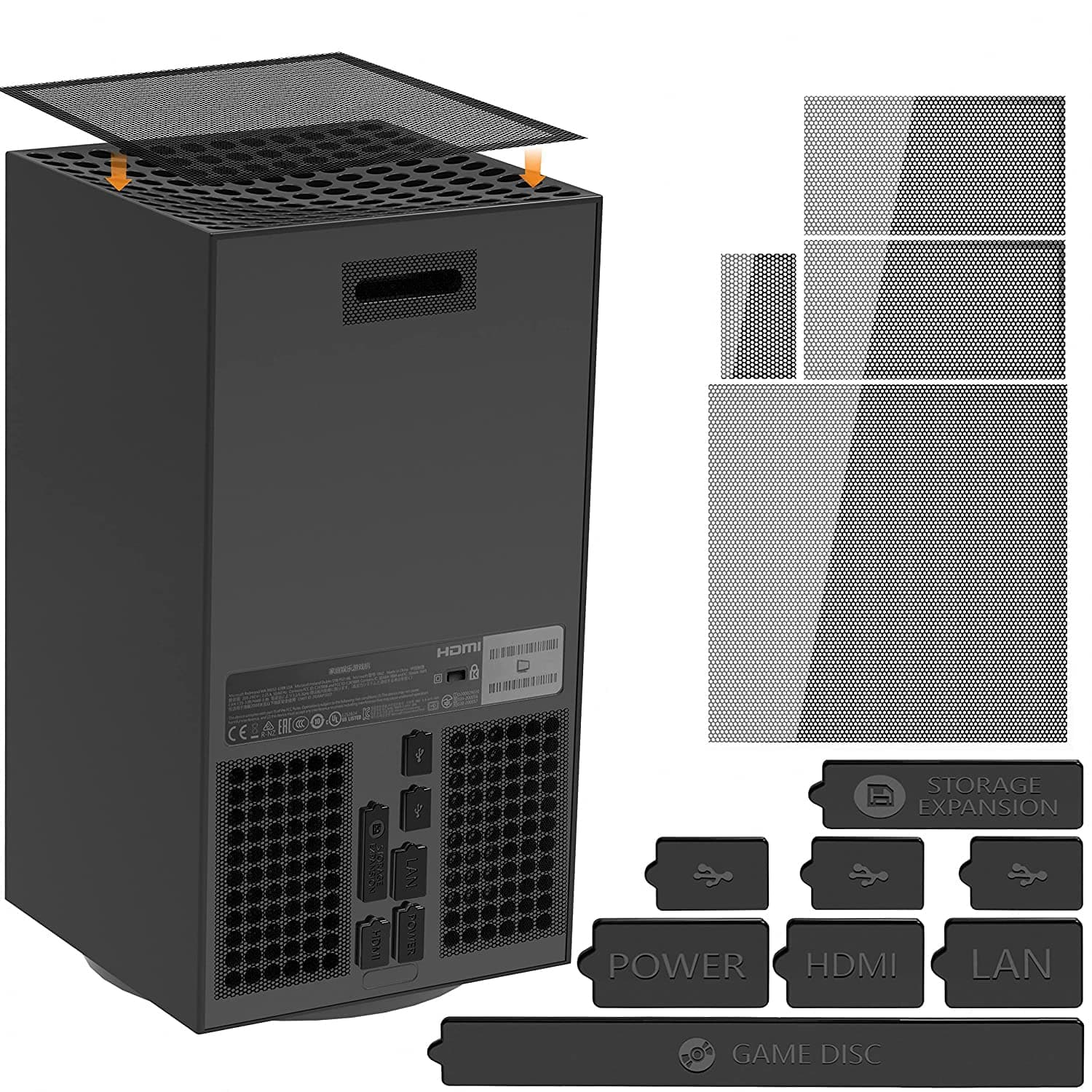 New World Dust Proof Kit For Xbox Series X Dust Plugs Dust Filter Kit Compatible with Xbox Series X Include 8 Silicone Dust Plugs and 4 PVC Meshs Set, Anti-Dust Vent Cover