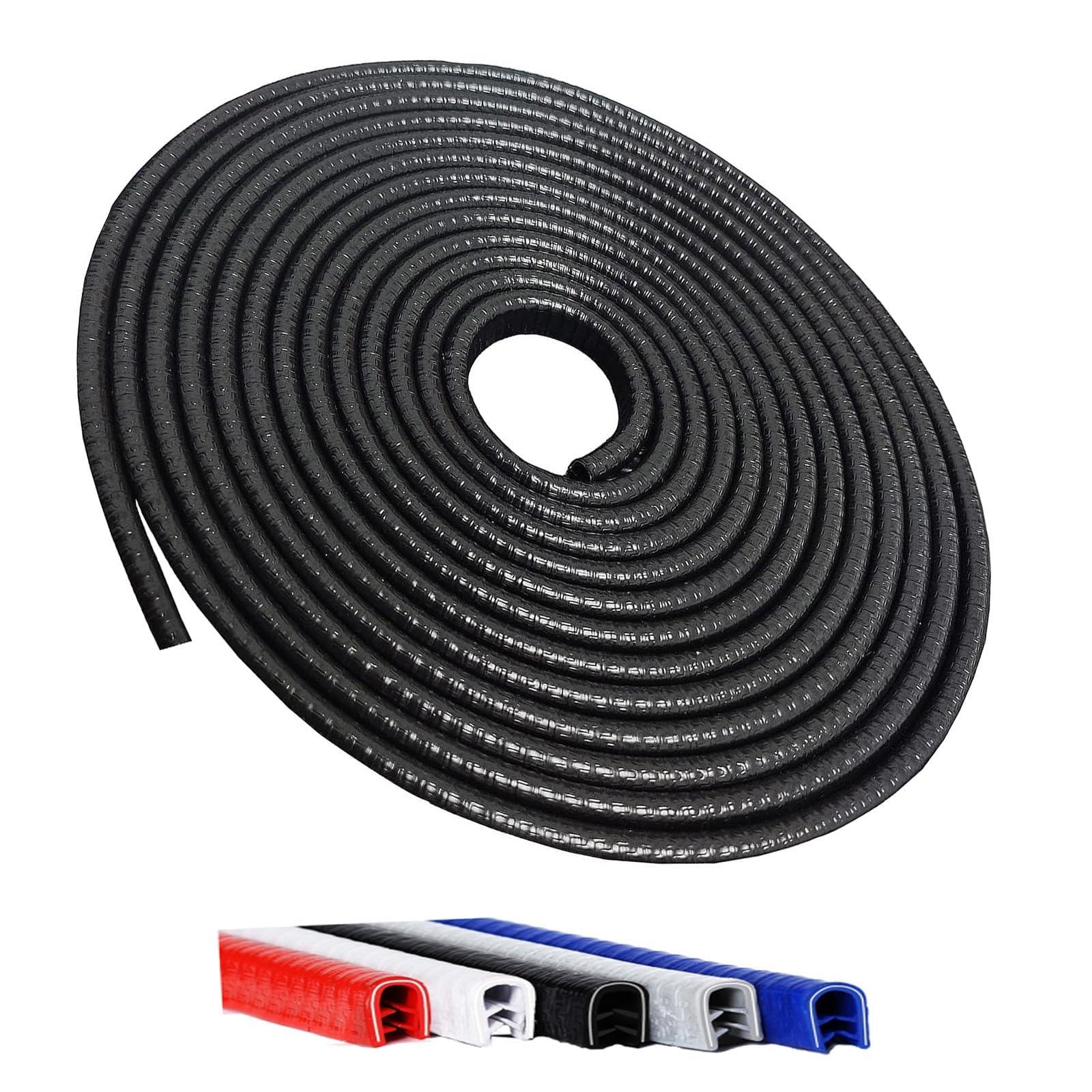 URBANMONK U Shape Edge Trim Rubber Strip Seal Protector | Anti-Collision car Door Protector | Anti-Scratch Car Door Edge Guard Protector Rubber Clips fit for All Car Type | Black, 5-Meter
