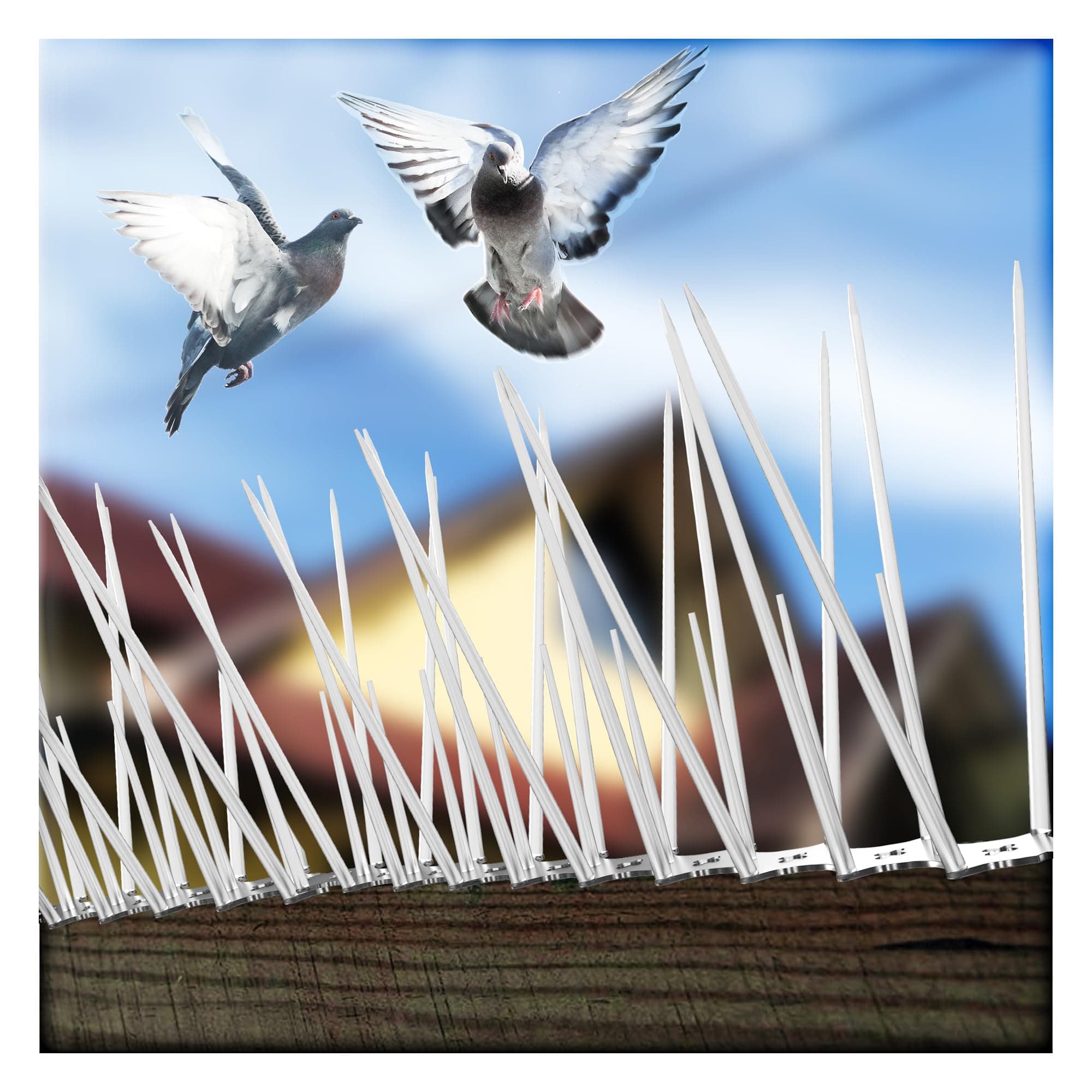 Eightiz (10 Pcs with Zip Ties) New Sharp Bird and Pigeon Spikes, Pigeon Control Anti Bird Spike Plastic for AC Balcony Railing Window Home Protection from Pigeon Dog Monkey Crow Kabootar Transparent