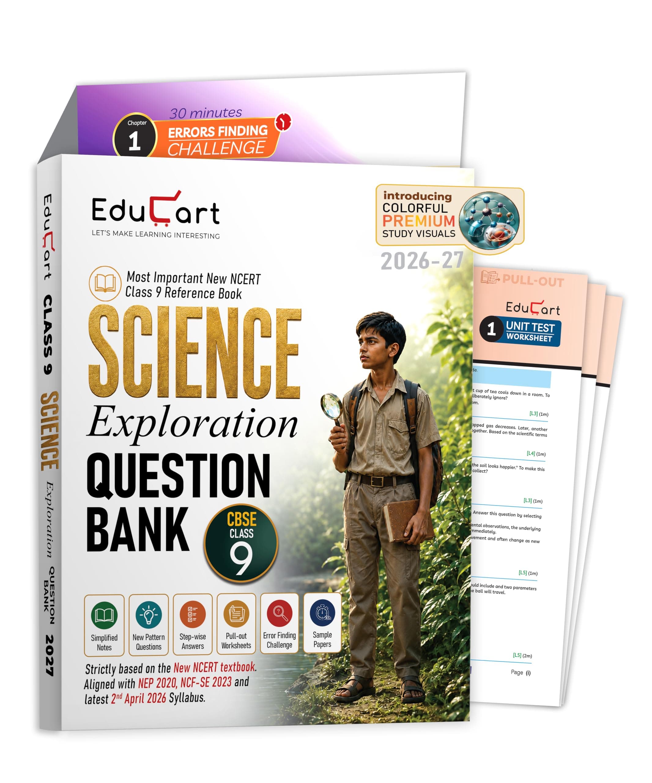 Educart CBSE Class 9 Science Exploration Question Bank 2026–27 | New NCERT Guide and Most Important Reference Book for 2027 (with worksheets and sample papers extra)