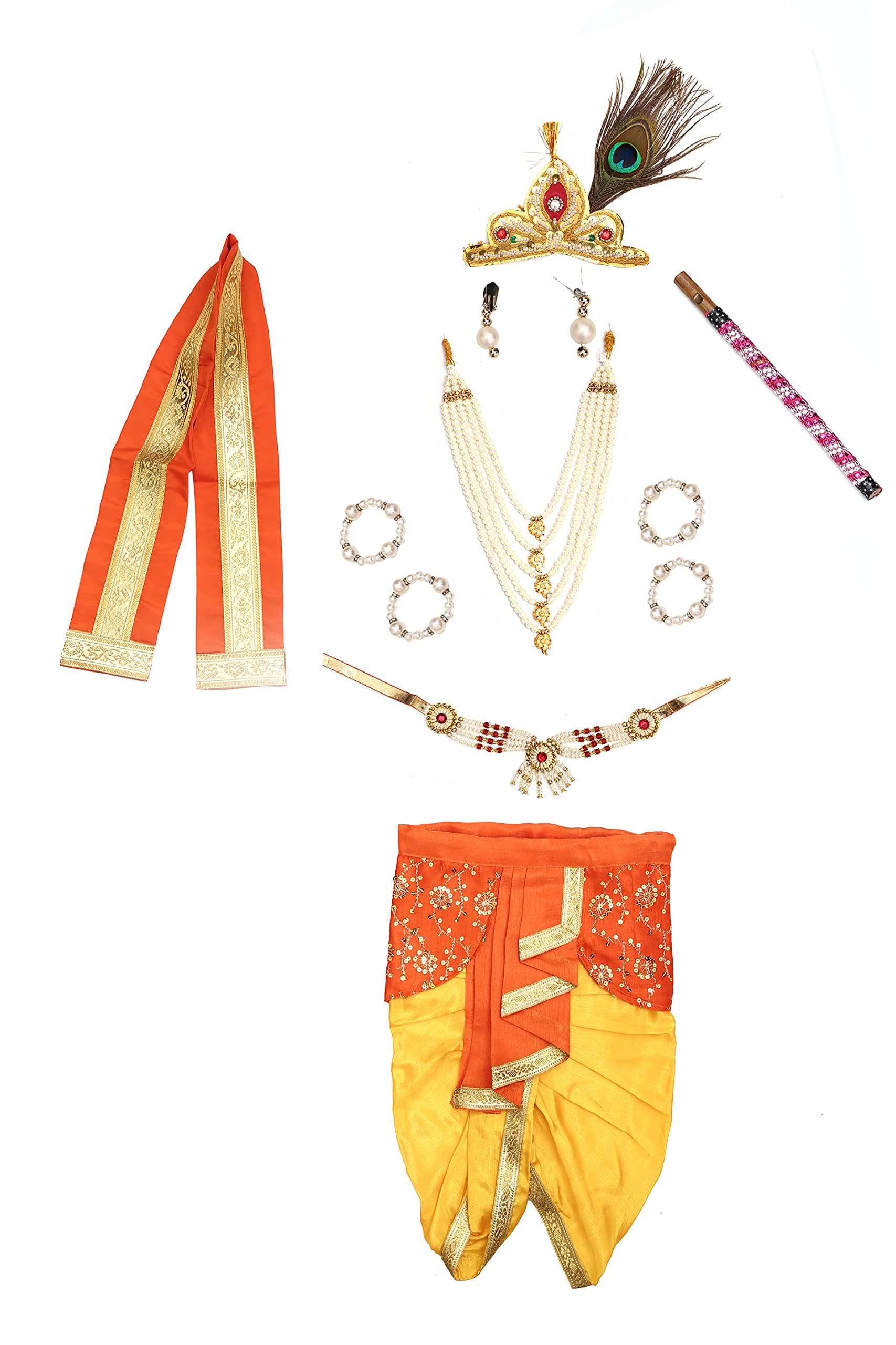 Raj Costume Shri Krishna Dress for Kids, Bal Krishna Costume for Baby Boy and Girl, Janmashtami Fancy Dress Costume, Krishna Dress for Kids