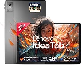Lenovo Idea Tab Smartchoice |11-inch 2.5K Clear Display, 90Hz Refresh Rate, 8GB RAM, 256GB ROM| MediaTek Dimensity 6300| 7040mAh Battery|4 Speakers| USB-C |Wi-Fi |AI-Enabled, Dolby Atmos, Luna Grey