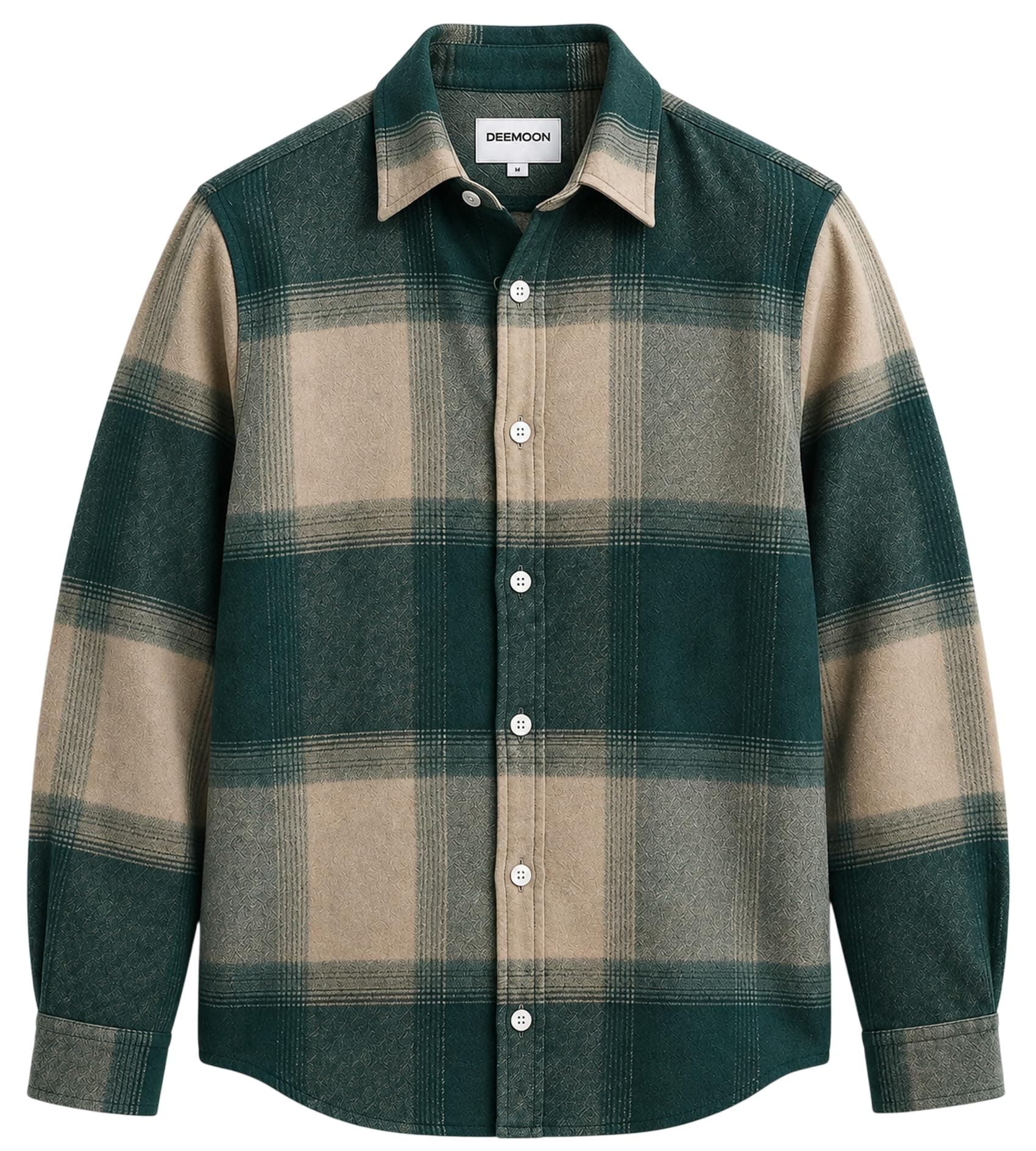 DEEMOON Men's Premium Cotton Flannel Checkered Shirt | Full Sleeve Plaid Casual Button-Down | Regular Fit | Winter & Autumn Wear | Size - M | Color - Green