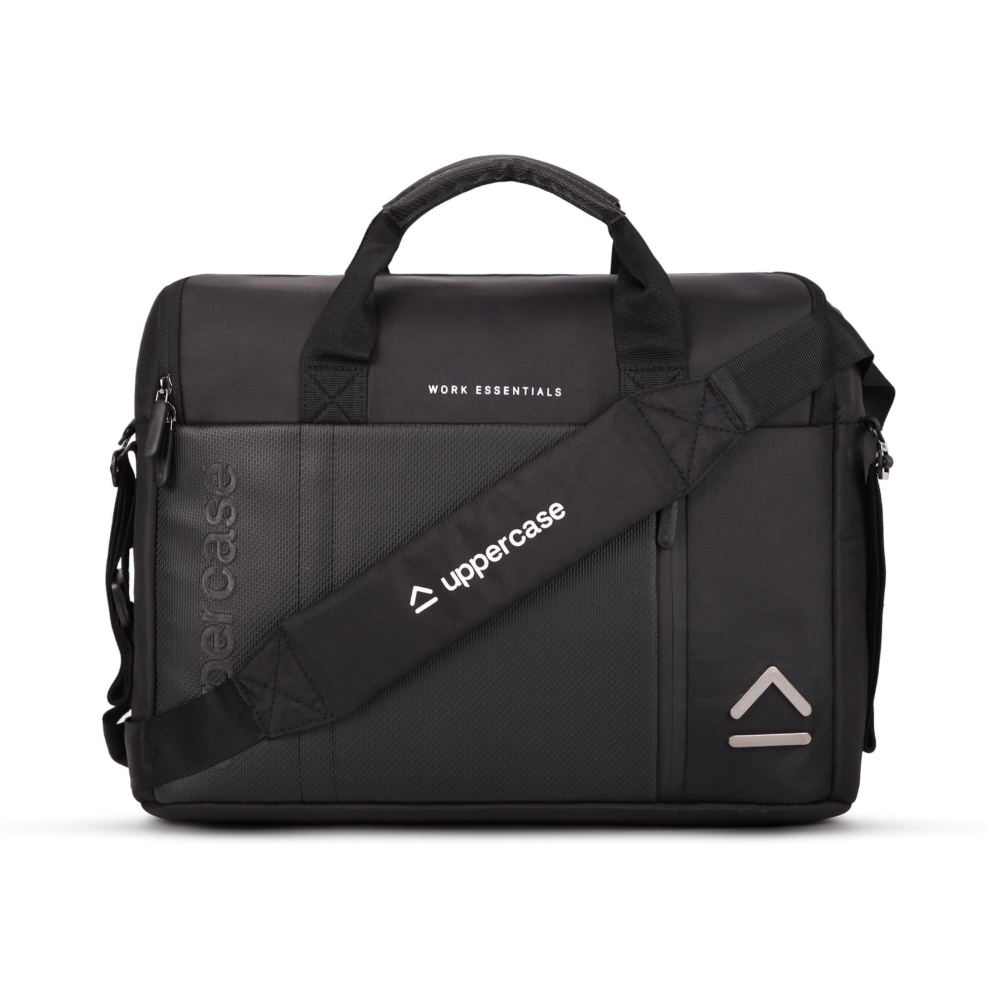 uppercase 14L Omega 02 Professional Laptop Messenger Bag | up to 15.6''| 3x More Water Resistant| Tablet Compartment| Multiple Organisers| Office Bag for Men & Women(Black)
