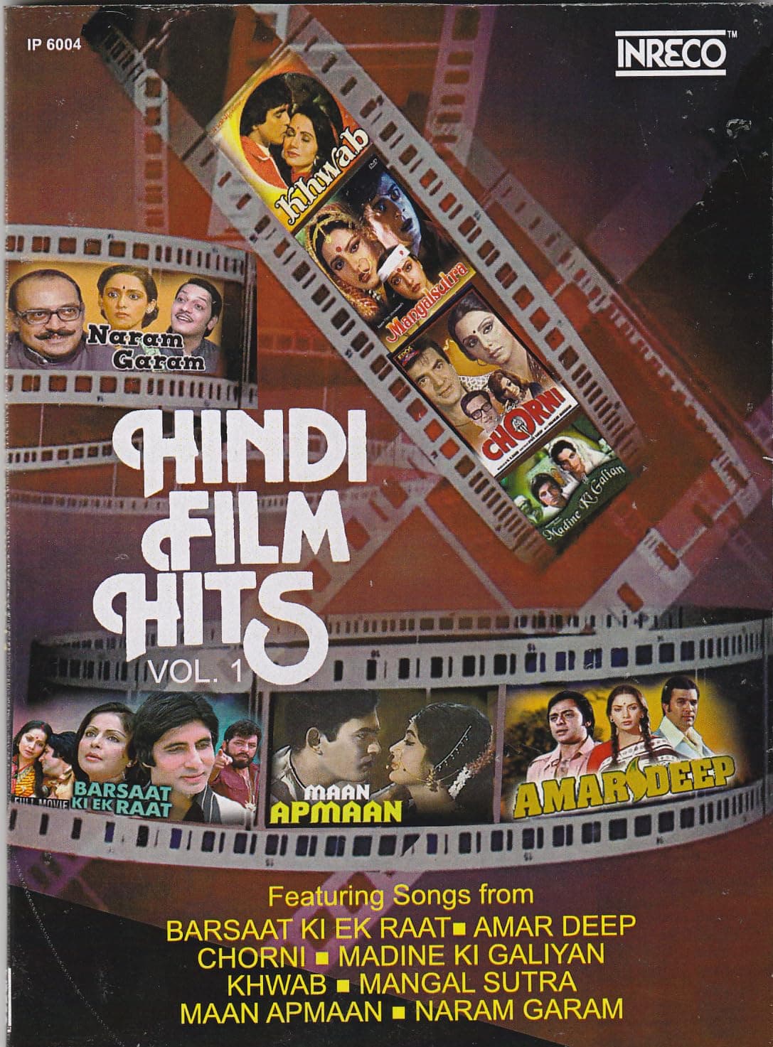 Inreco-Audio CD-Hindi Film Hits Vol. 1 Feat. Barsaat Ki Ek Raat, Amar Deep, Chorni, Madine Ki Galiyan, Khwab, Mangal Sutra, Maan Apmaan, Naram Garam - IP 6004