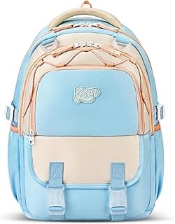 Gear Cupcake 18"/32L Large Water Resistant School Bag | Casual Backpack | Daypack | Travel Backpack | Kids Bag for Boys/Girls (Blue - Cream)