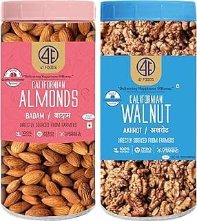 41 Foods Premium Dry Fruits Combo of Almonds and Walnuts | 1 KG (500g x 2)