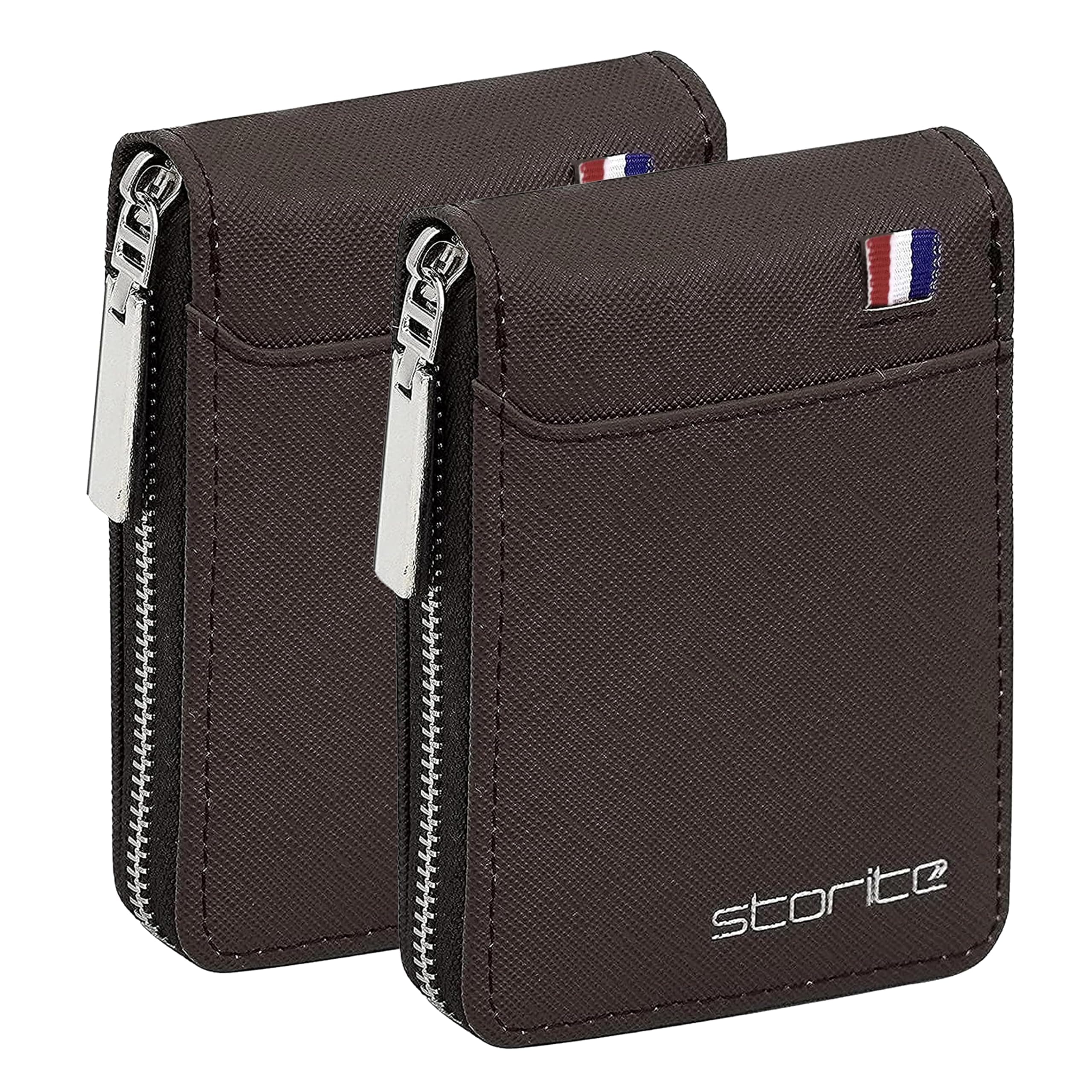 Storite PU Leather Card Holder Wallet, Chocolate Brown - Pack of 2