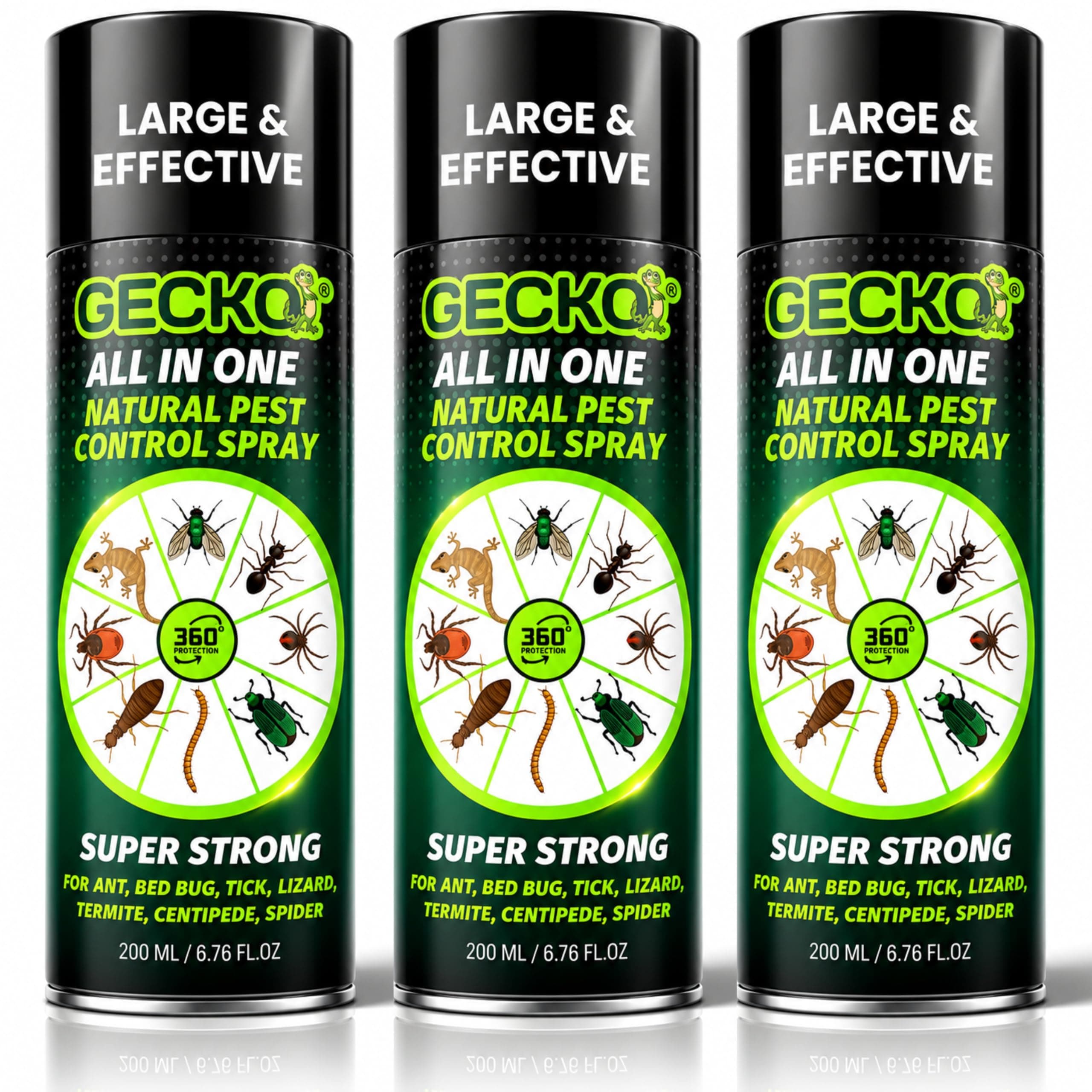 Gecko Home Pest Repellent Control | 100% Natural | Just Repel Easy to Use Non-Toxic (200ML) | Ant, Cockroach, Rat, Lizard, Bed Bugs, (Pack of 3) - FORMULATION 10X