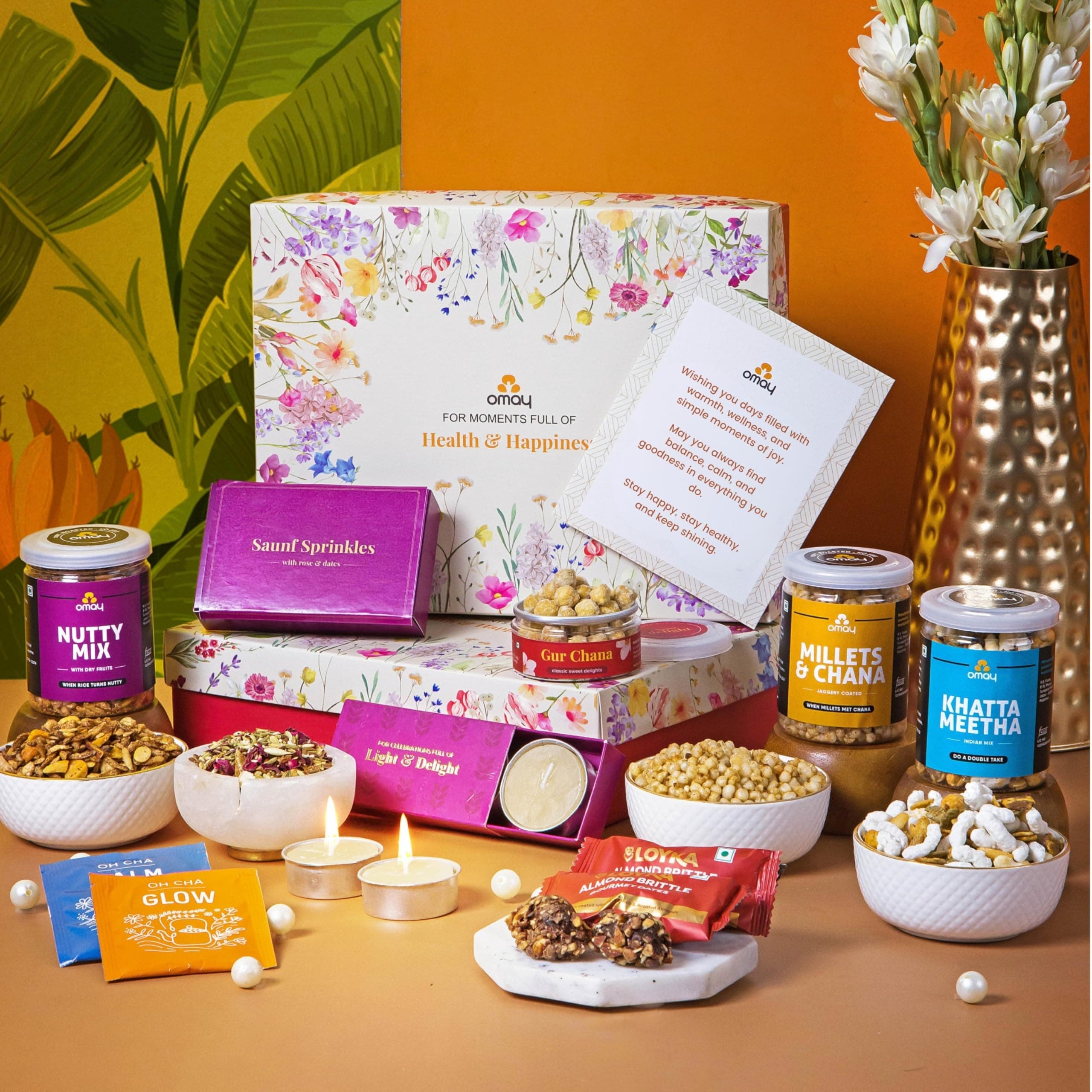 Omay Foods 13_Pcs The Festive Nuts Gift Box | Corporate Gifts | Healthy Snacks, Premium Dry Fruits | Gifts for Employees & Clients I Gourmet Gift Box