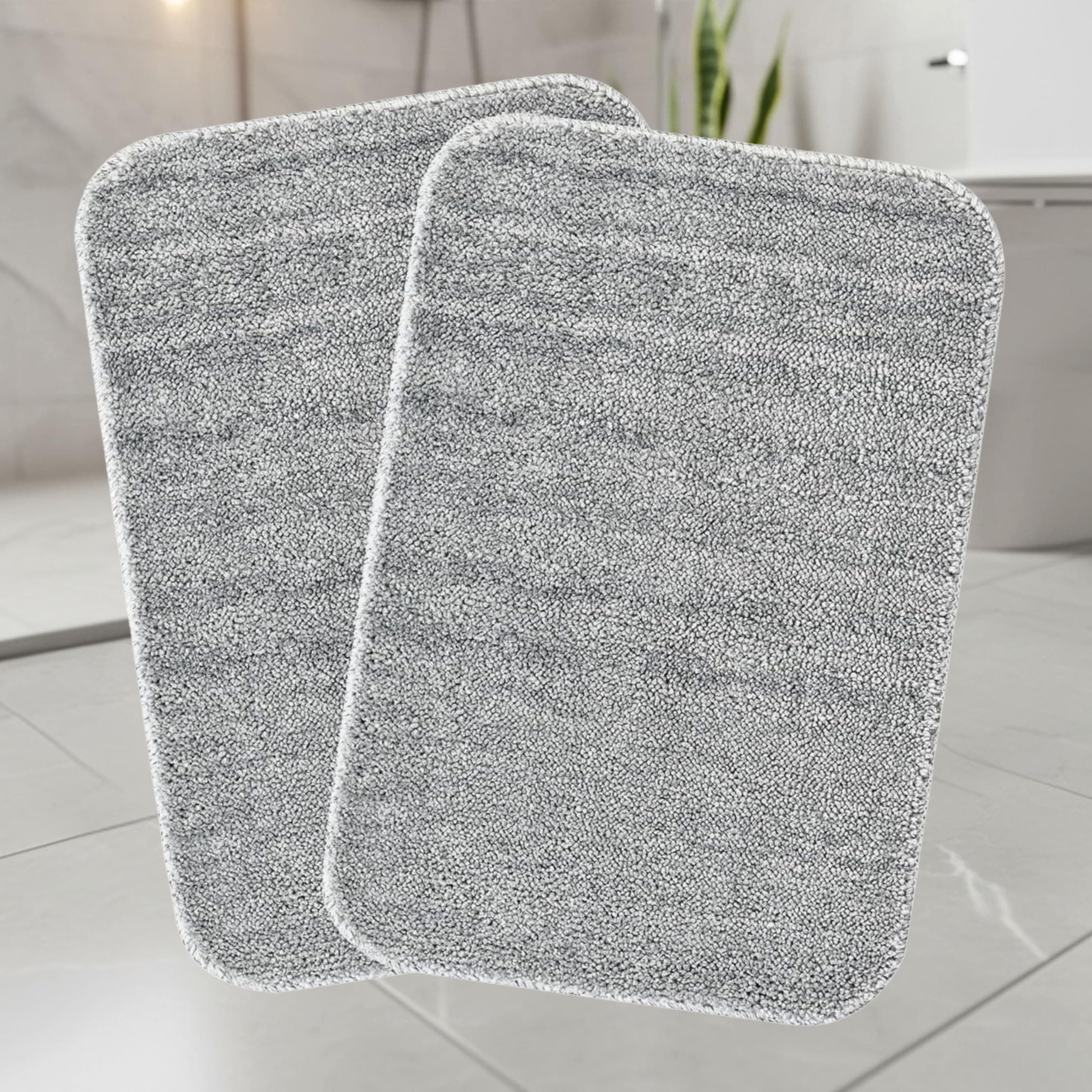 Saral Home Solid Soft Microfibe Antiskid Bathmat 2Pc, LT.Grey, 35X50 CM