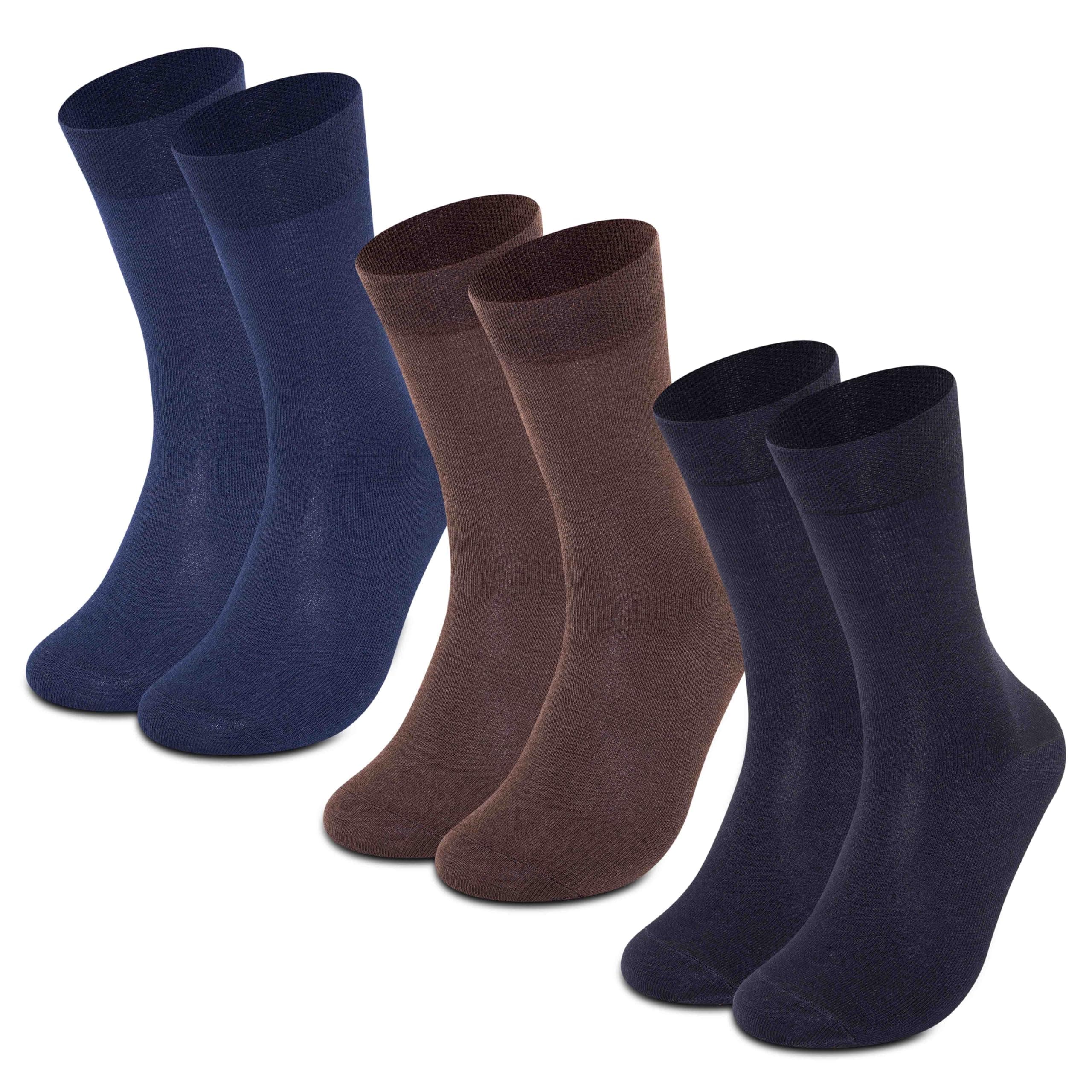 Supersox Calf Length Formal Office Socks for Man | Combed Cotton | Breathable, Moisture Absorbent & Anti-Odor | Free Size | Black, Brown, Navy | Pack of 3