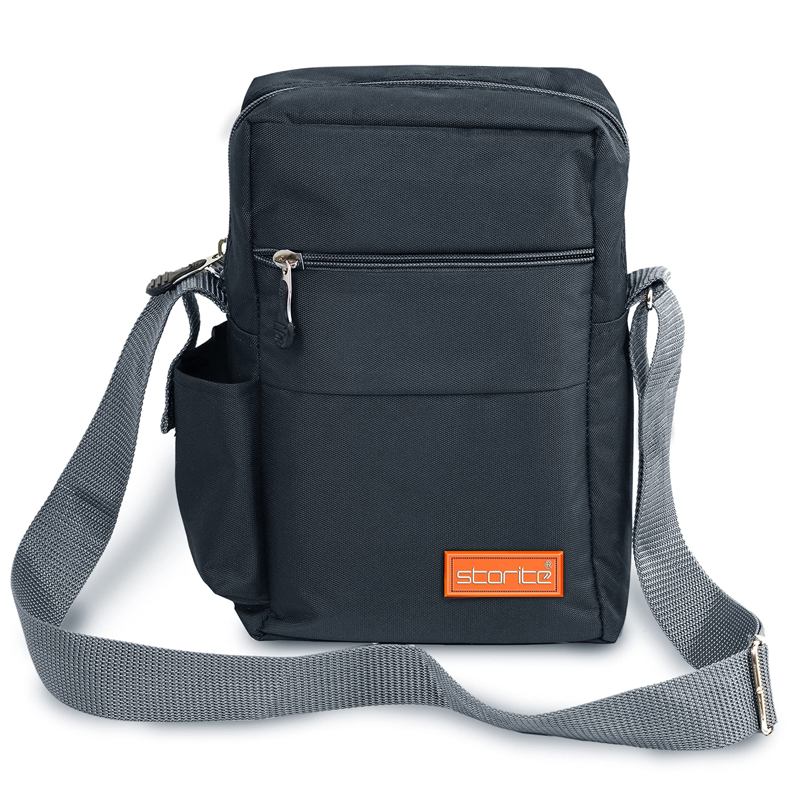 Storite 10 Inch Padded Mini Crossbody Sling Bag, Dark Grey