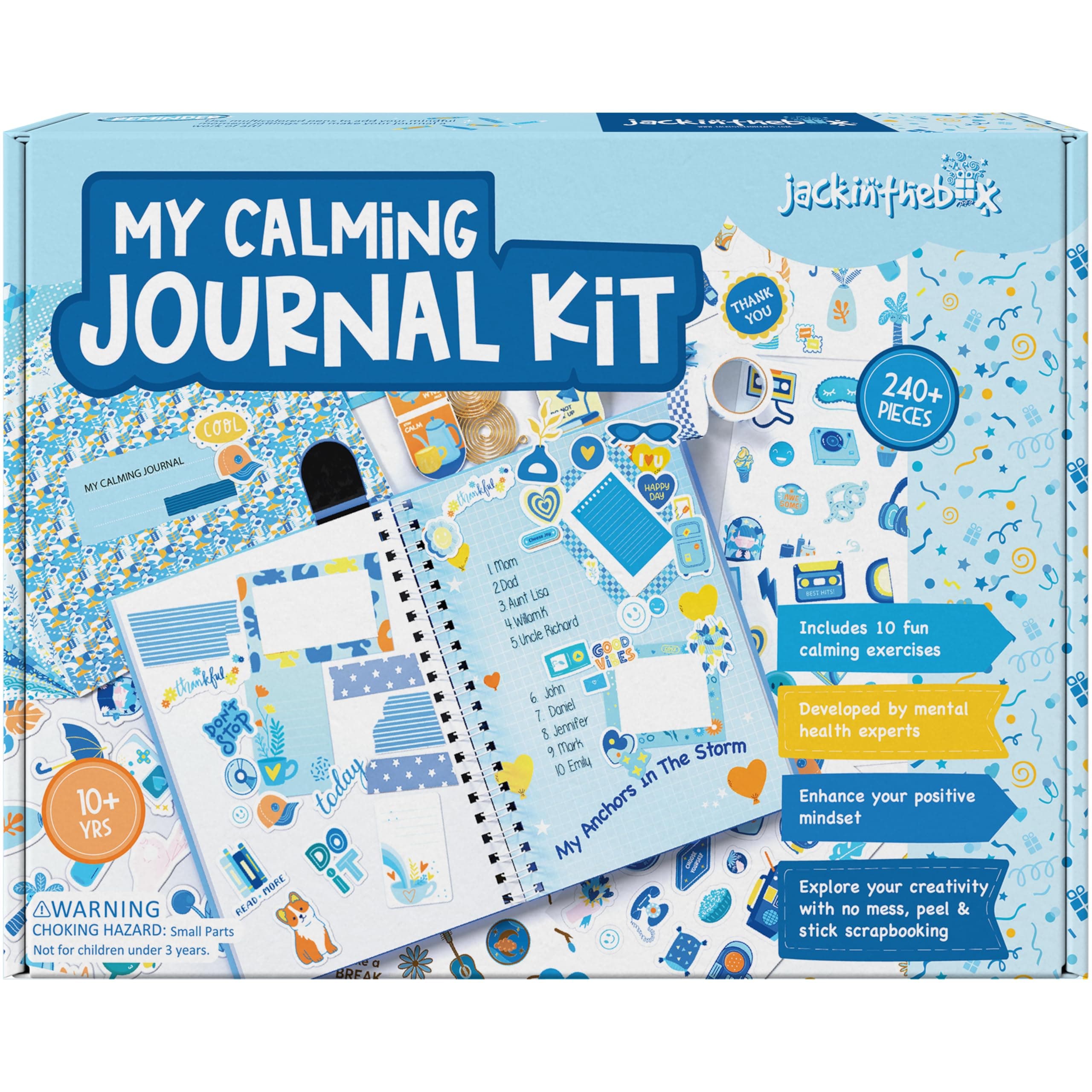 jackinthebox Calming Journal Kit for Girls Ages 8–12, 242 pcs, Scrapbooking Journal Set for Teen & Tween Girls, 10 Fun Gratitude Exercises, Journals Art & Craft Kit, Gift for Girl 8 9 10 11 12