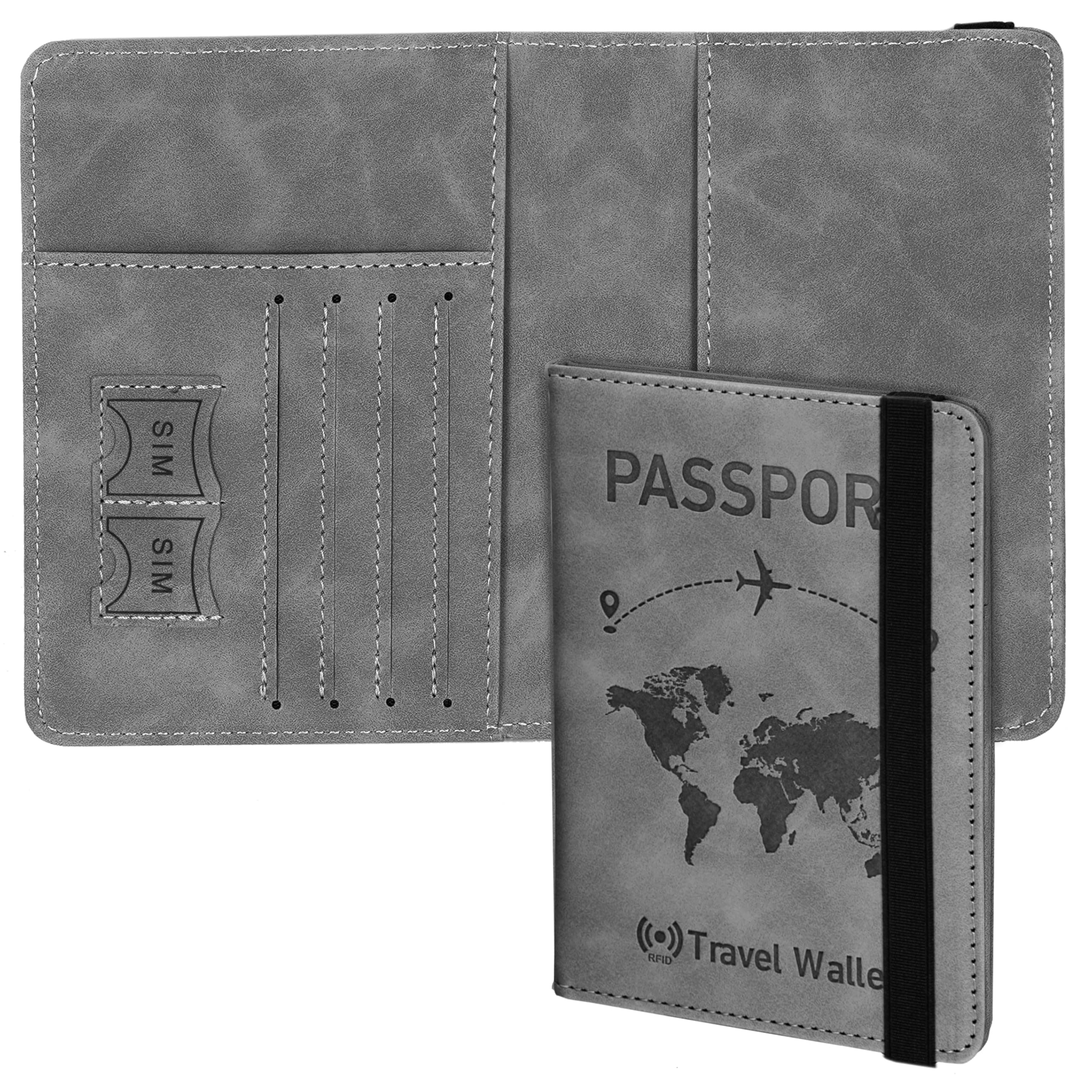 Storite RFID Blocking Travel Passport Holder, 14.58x11CM, Grey