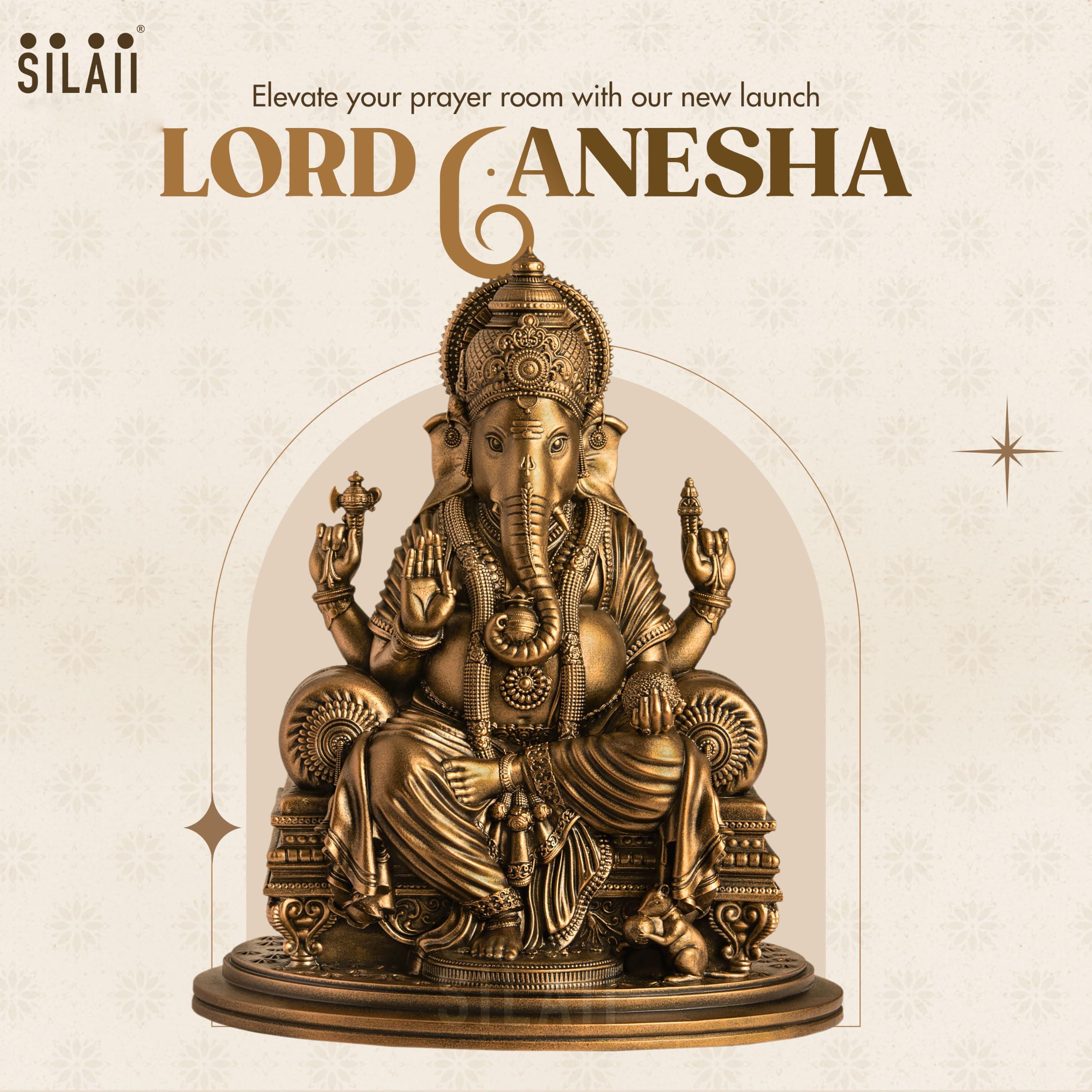 SILAII Lord Ganesha Idol for Home Decor – 6 Inch Small Ganesha Idol | Handmade Ganesh Murti | Ganesha Idols for Home & Office | Spiritual Gift & Decorative Ganesha Idols