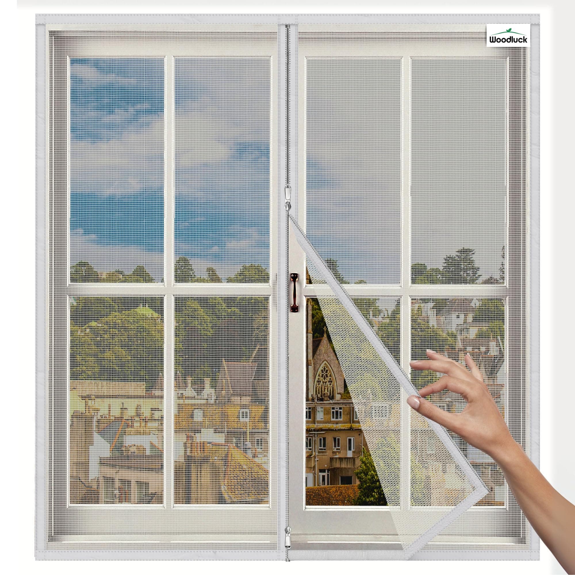 Woodluck Zipper Mosquito Net for Window | Size 190x170 CM | Color-Ivory