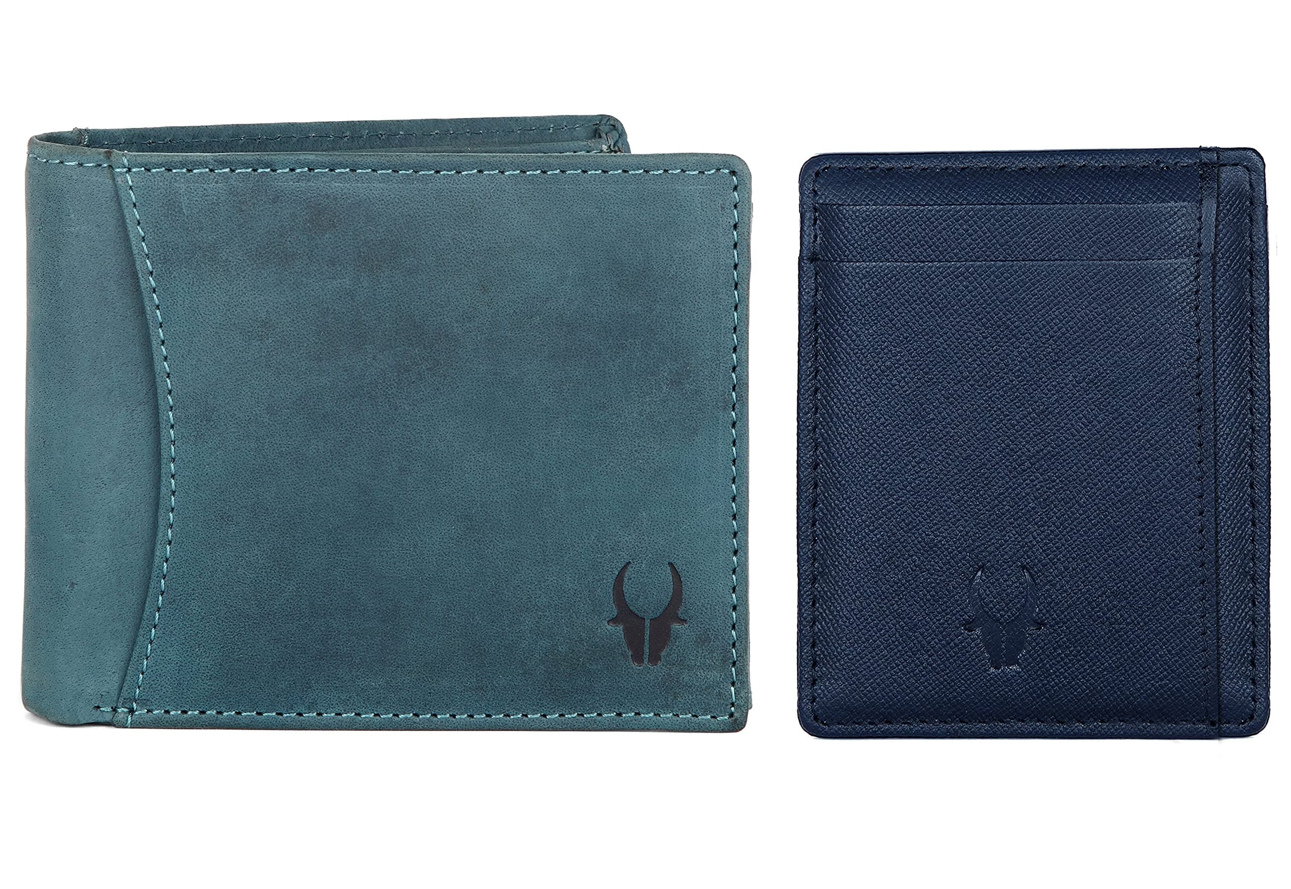 WildHorn Blue Leather Men's Wallet and Card Case (WH1173)
