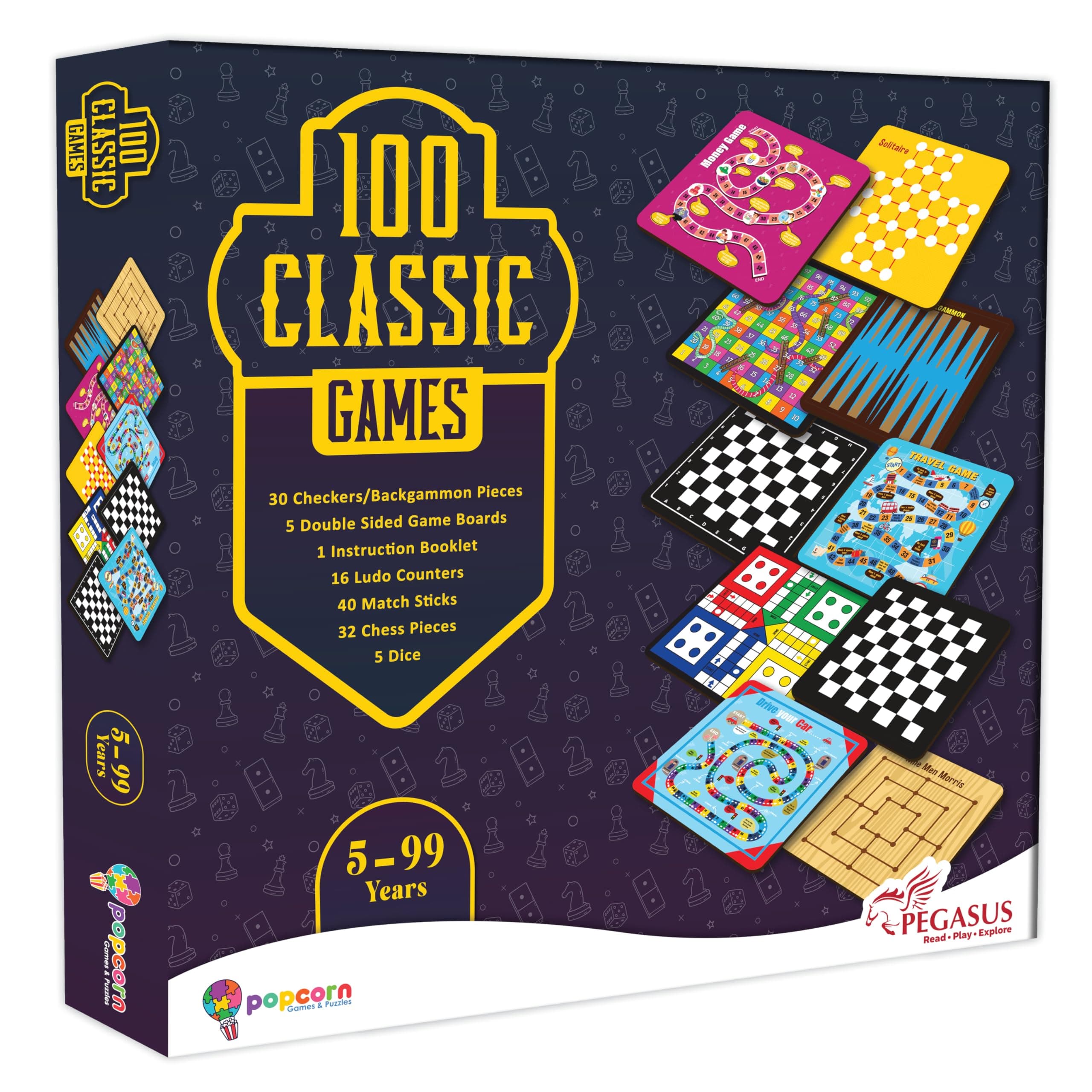 Popcorn Games & Puzzles 100 in 1 Board Games for Kids 5 + Years Indoor Board Game for Kid & Family | Gift Toy for Children