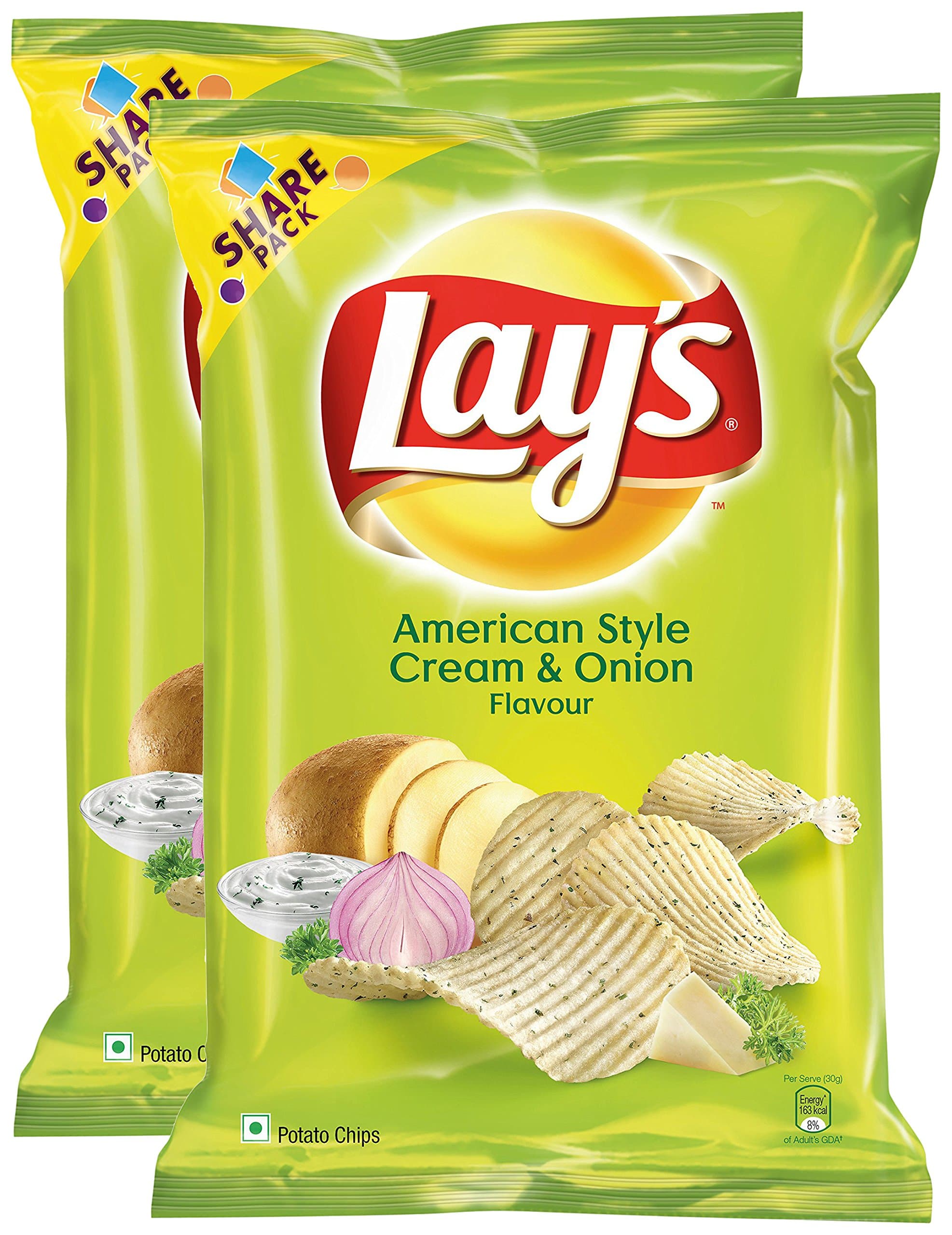 Lay's Spar Combo - Potato Chips American Style Cream and Onion Flavour, 95 Gram (Pack of 2) Promo Pack