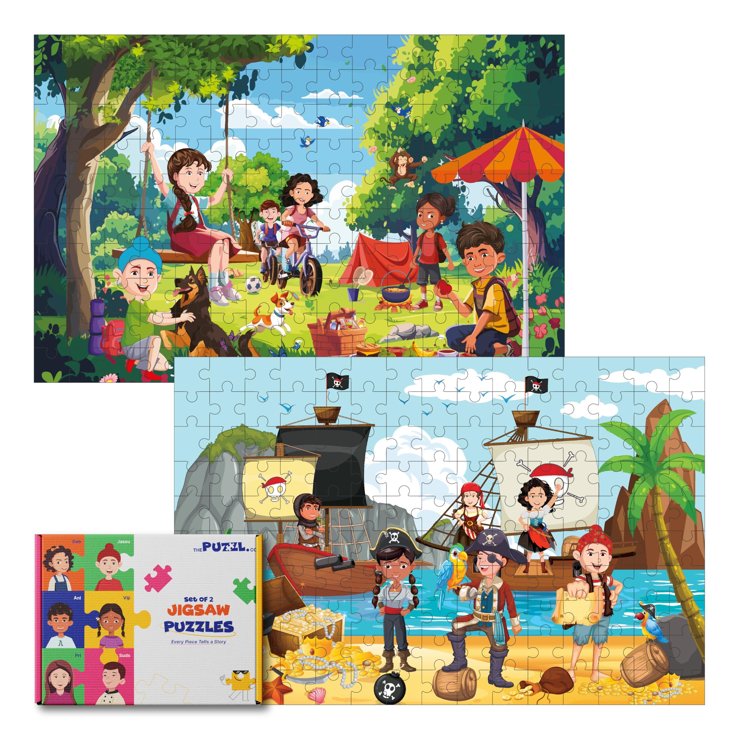 The Puzzl Co Set of 2 Adventure, 150 Pieces Jigsaw Puzzles for Kids 5+ Years | Puzzle Game for 7 to 10 Year Boys & Adults | Themes – Picnic & Treasure Hunt | Fun Educational Games and Puzzles